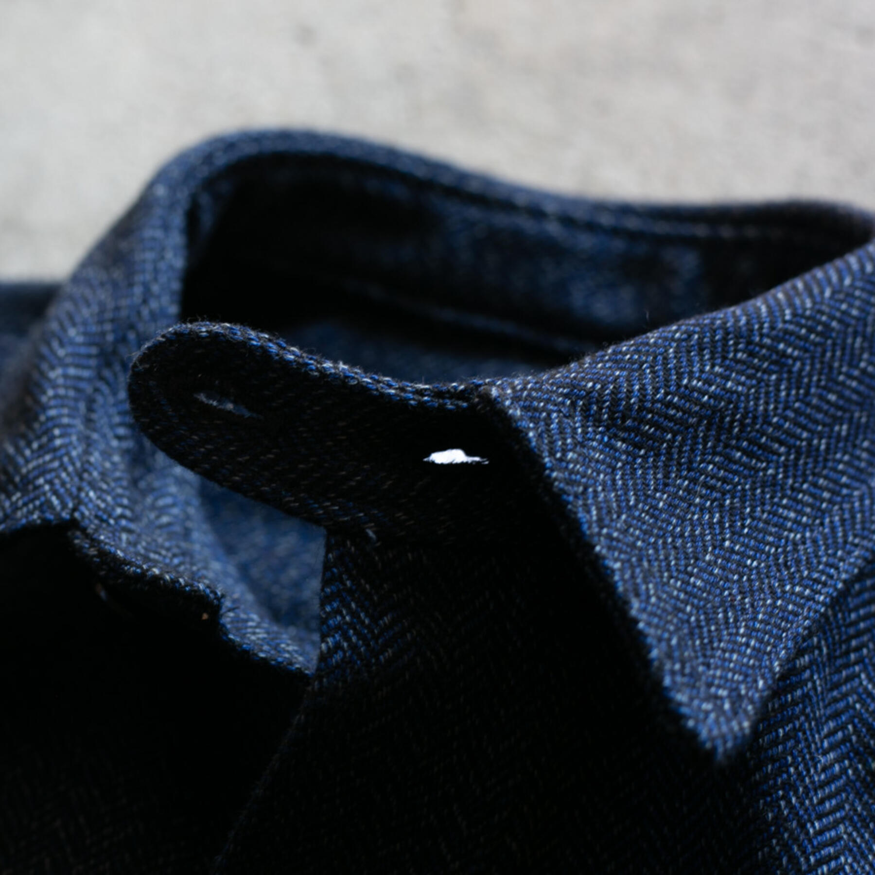 gustin #61 dark heather indigo wool herringbone workshirt