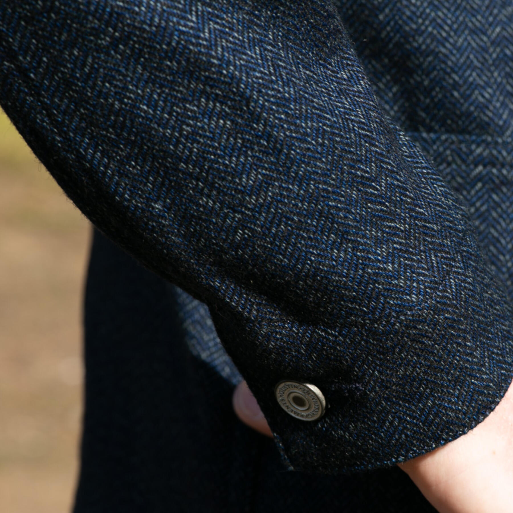 gustin #11 engineer jacket - indigo wool herringbone dark heather