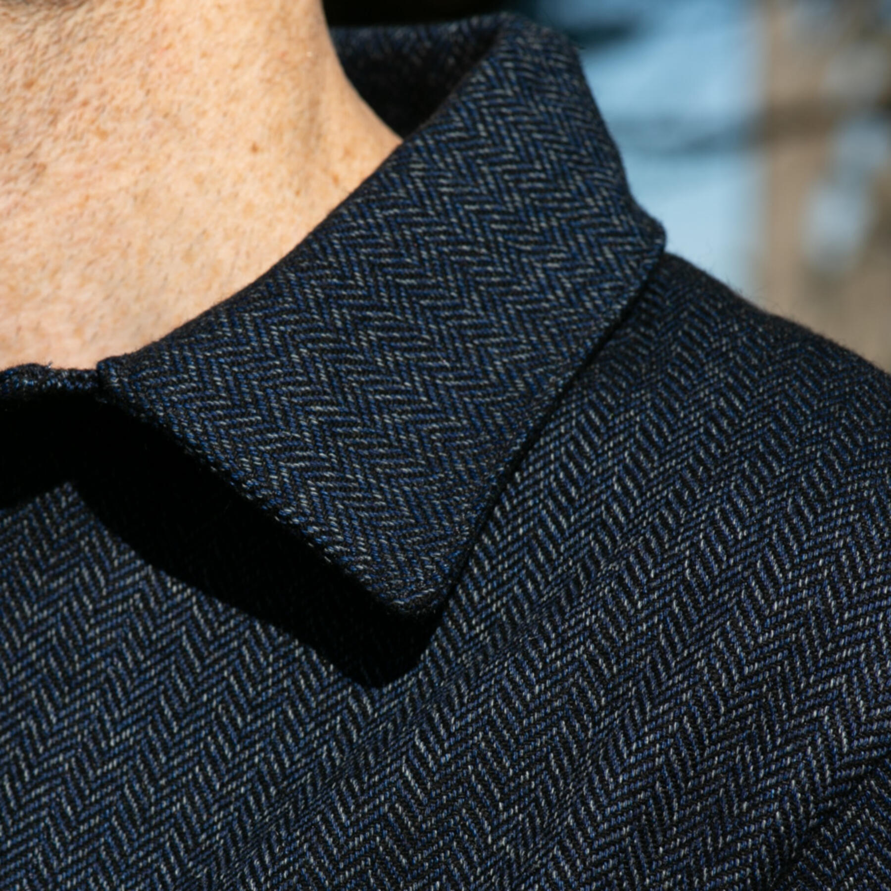 gustin #11 engineer jacket - indigo wool herringbone dark heather