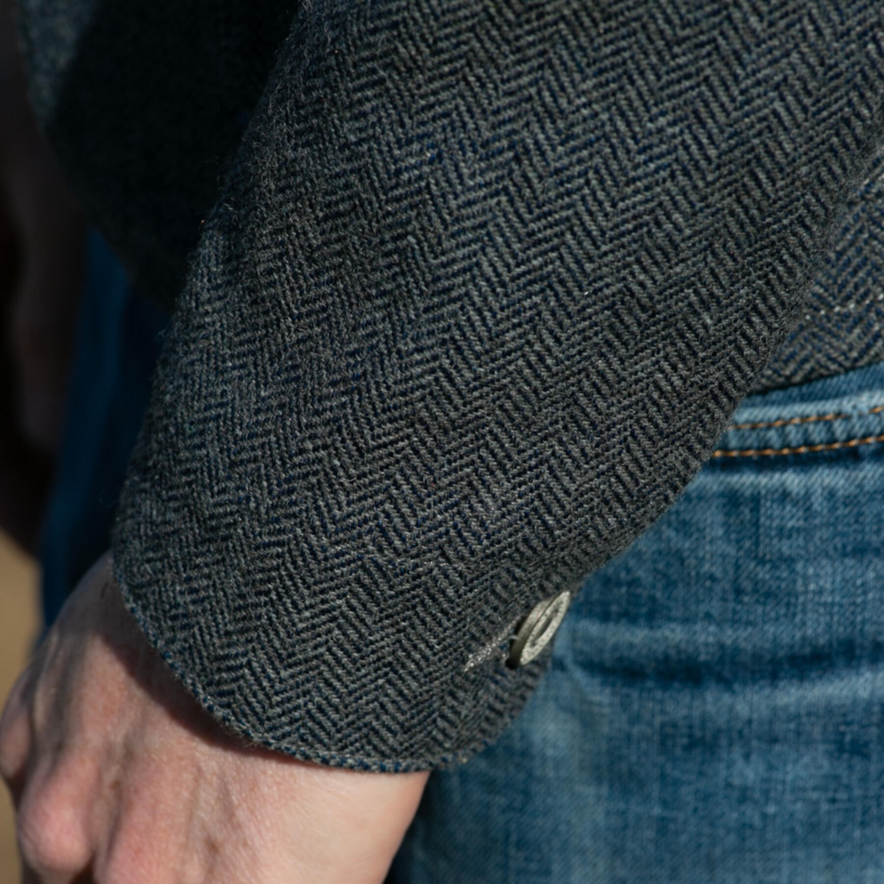 gustin #10 engineer jacket - indigo wool herringbone postal blue