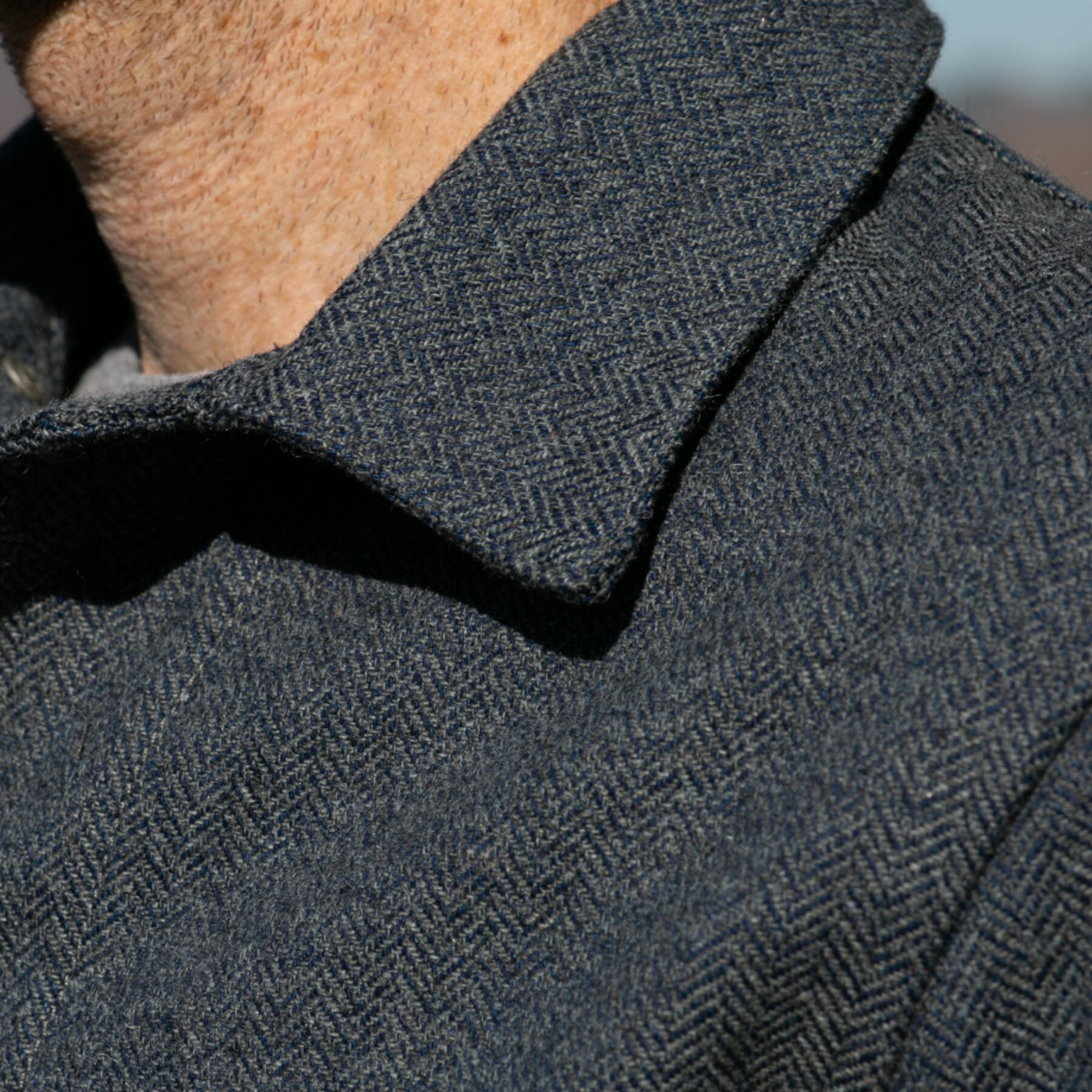 gustin #10 engineer jacket - indigo wool herringbone postal blue