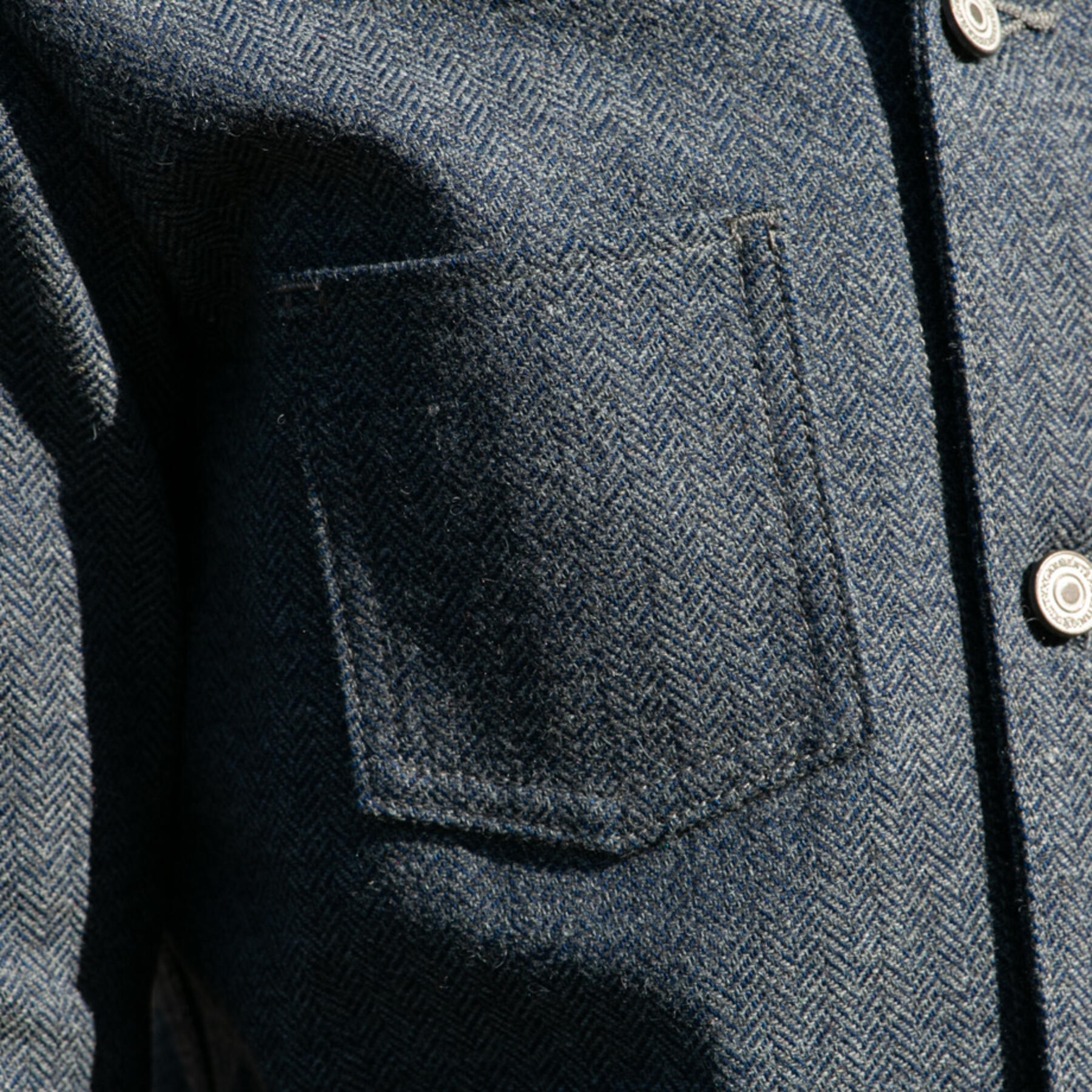 gustin #10 engineer jacket - indigo wool herringbone postal blue