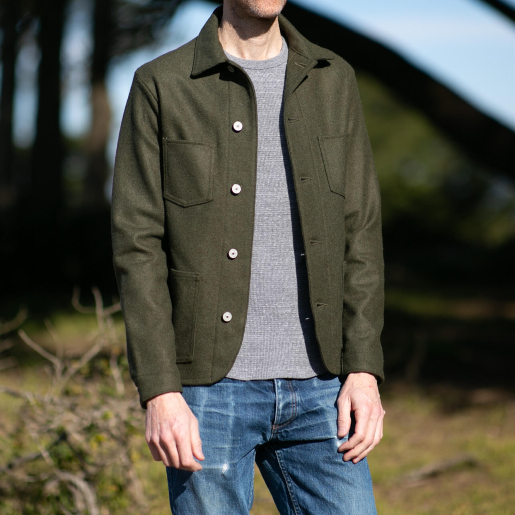 gustin #9 engineer jacket - big wool olive