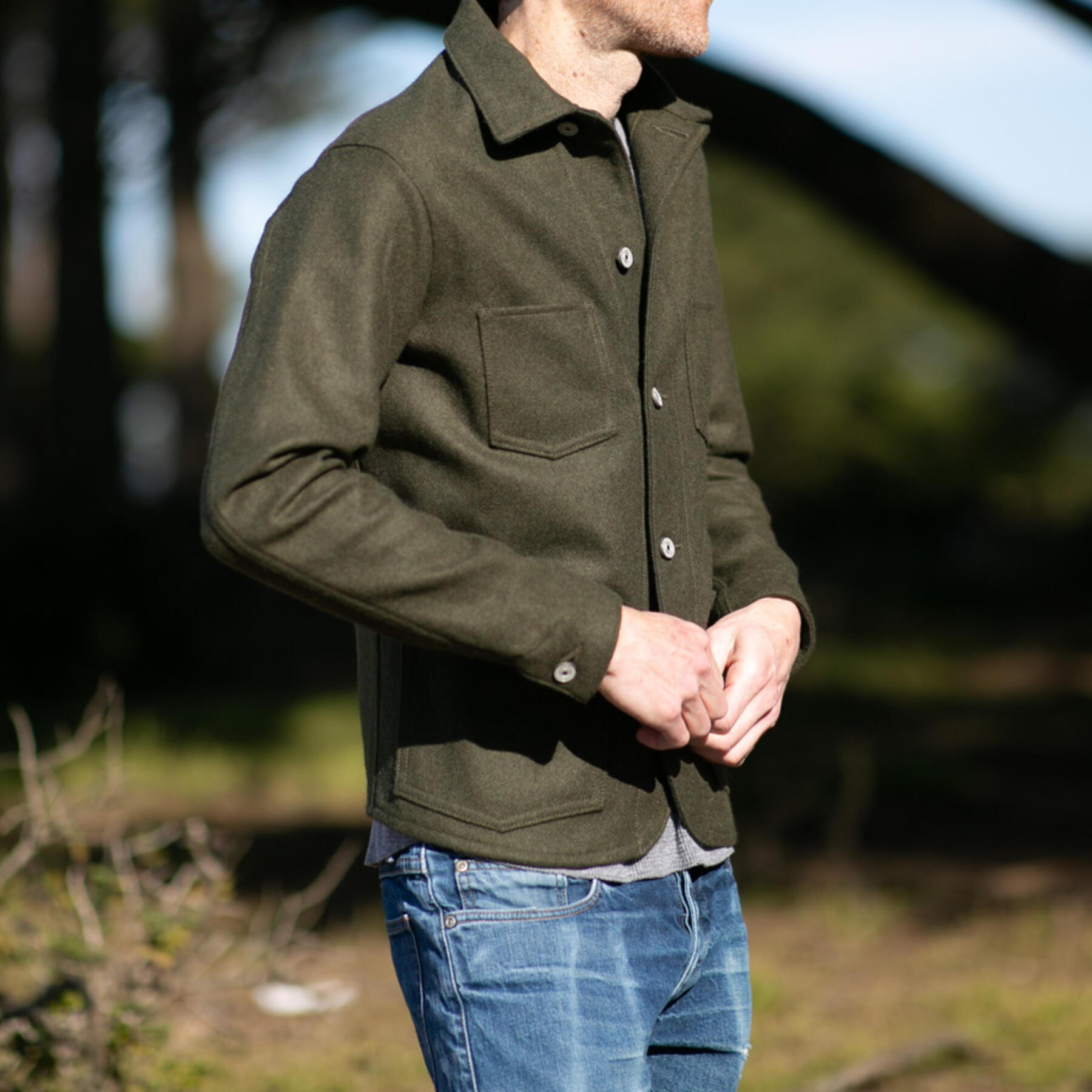 gustin #9 engineer jacket - big wool olive