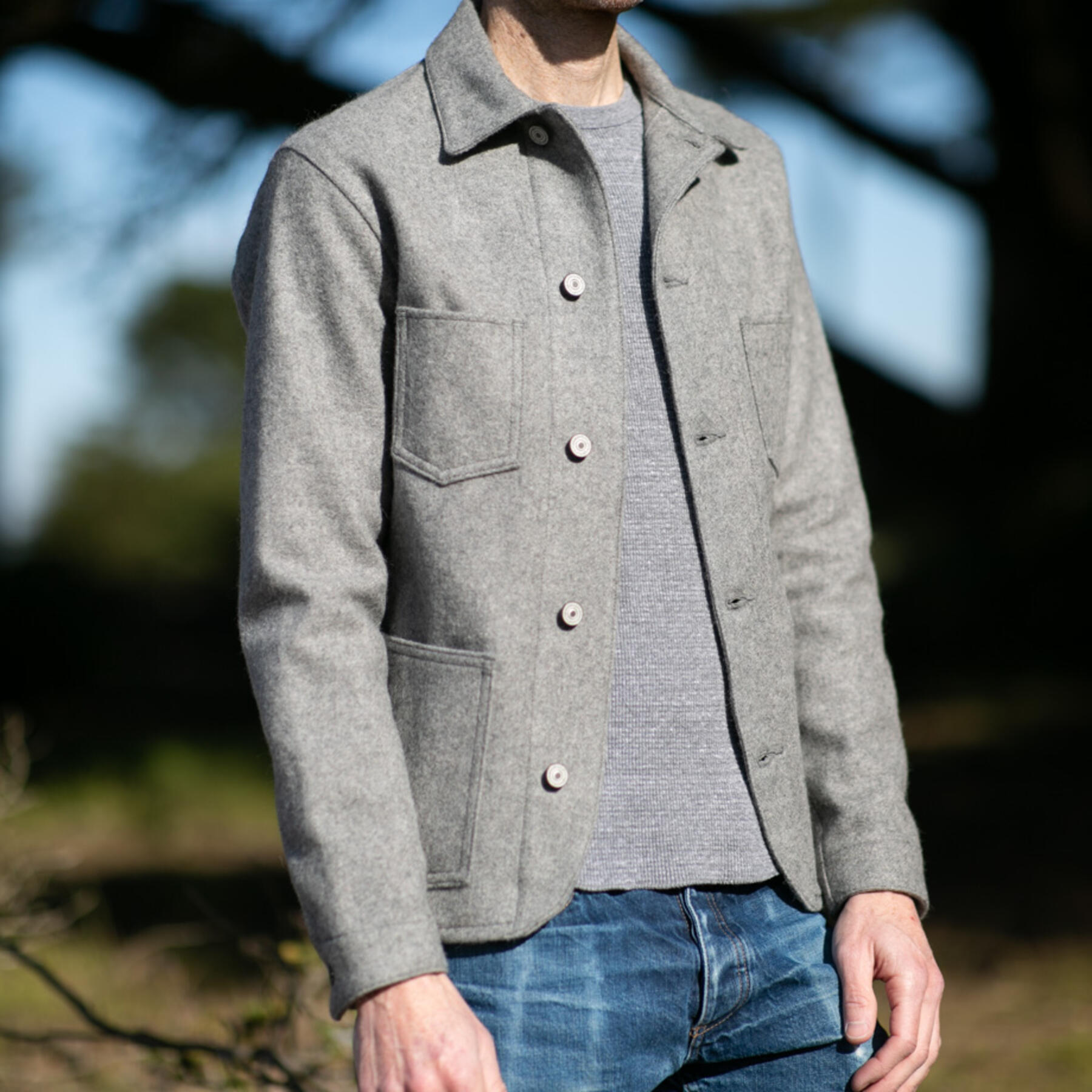 gustin #8 engineer jacket - big wool heather grey