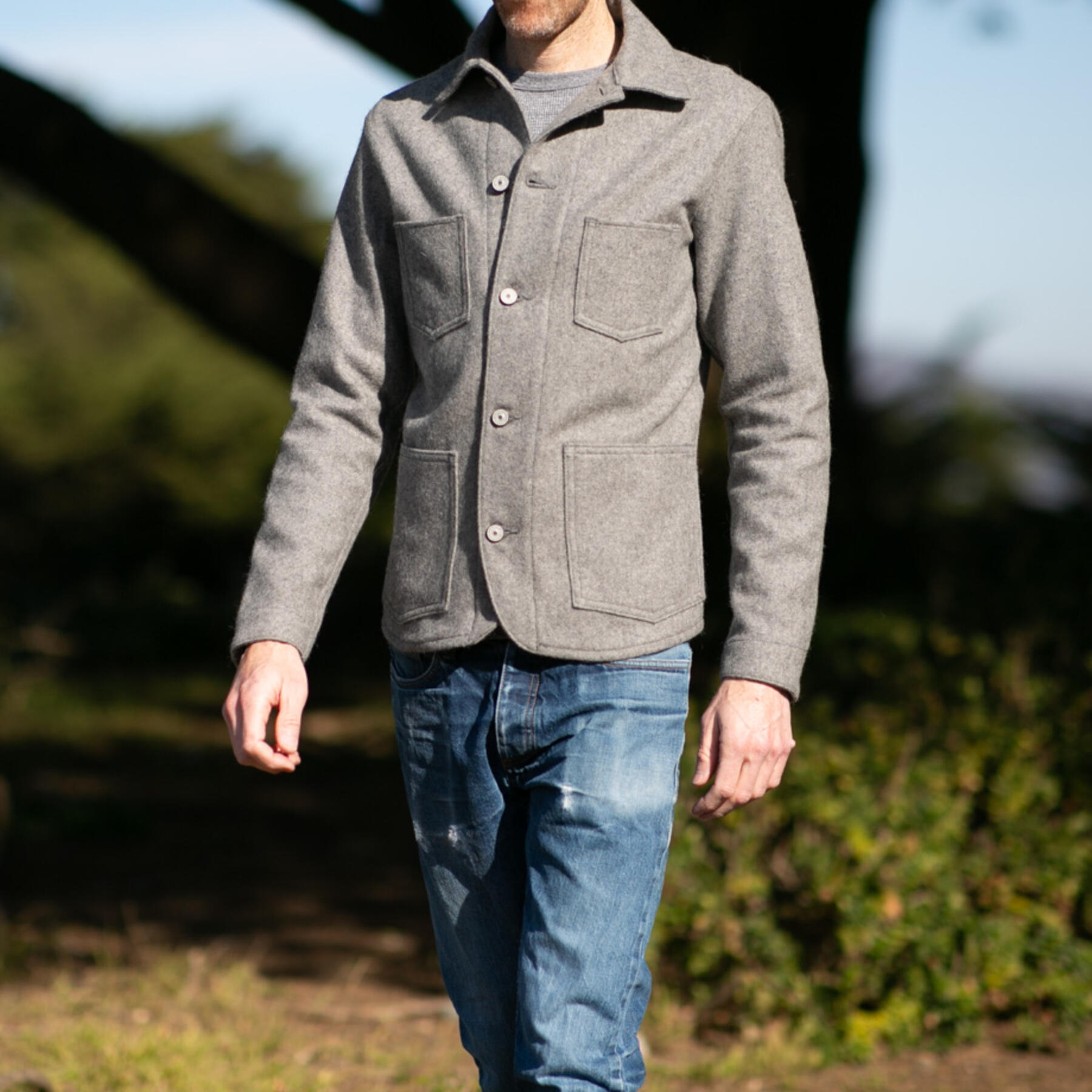 gustin #8 engineer jacket - big wool heather grey