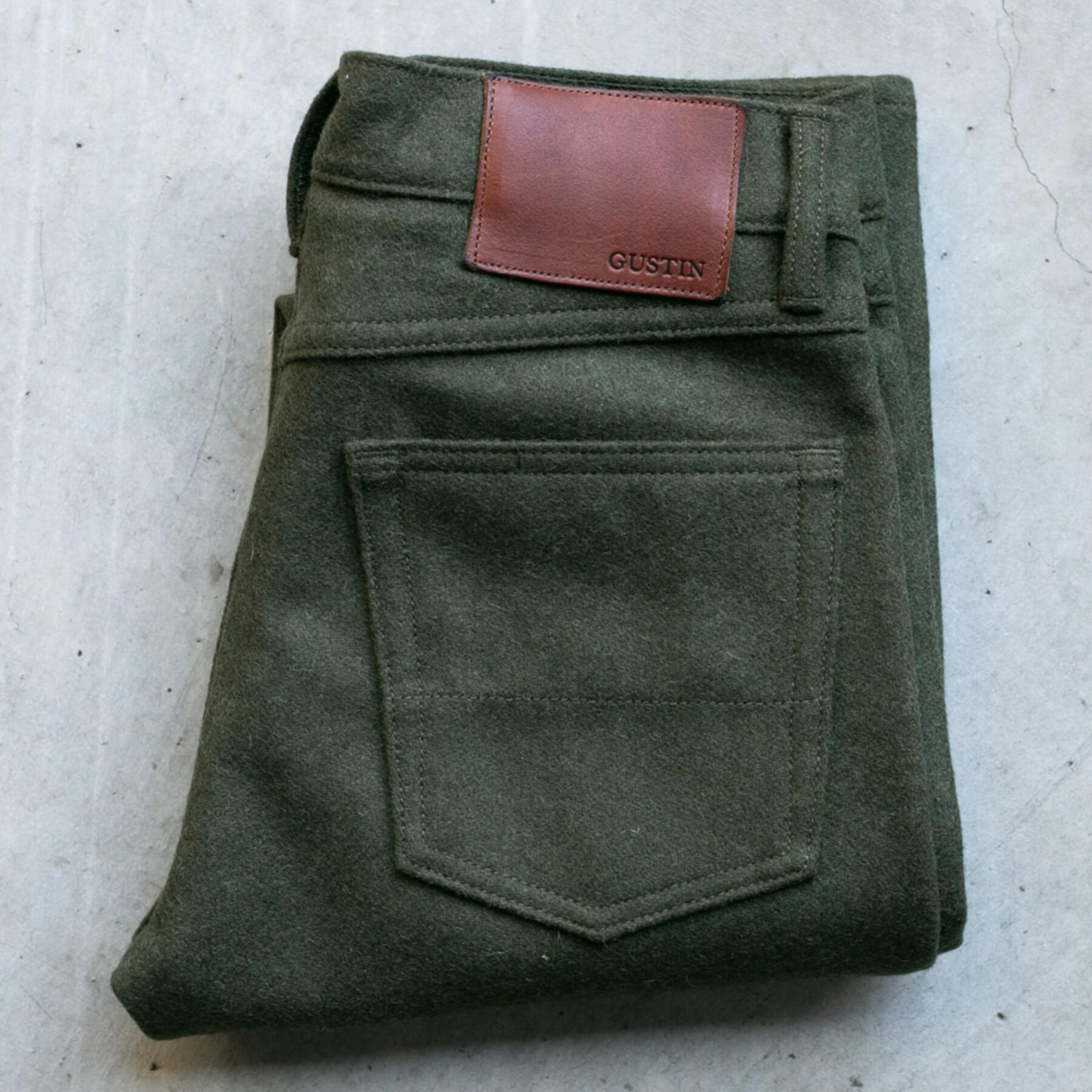 gustin #67 big wool 5 pocket - olive