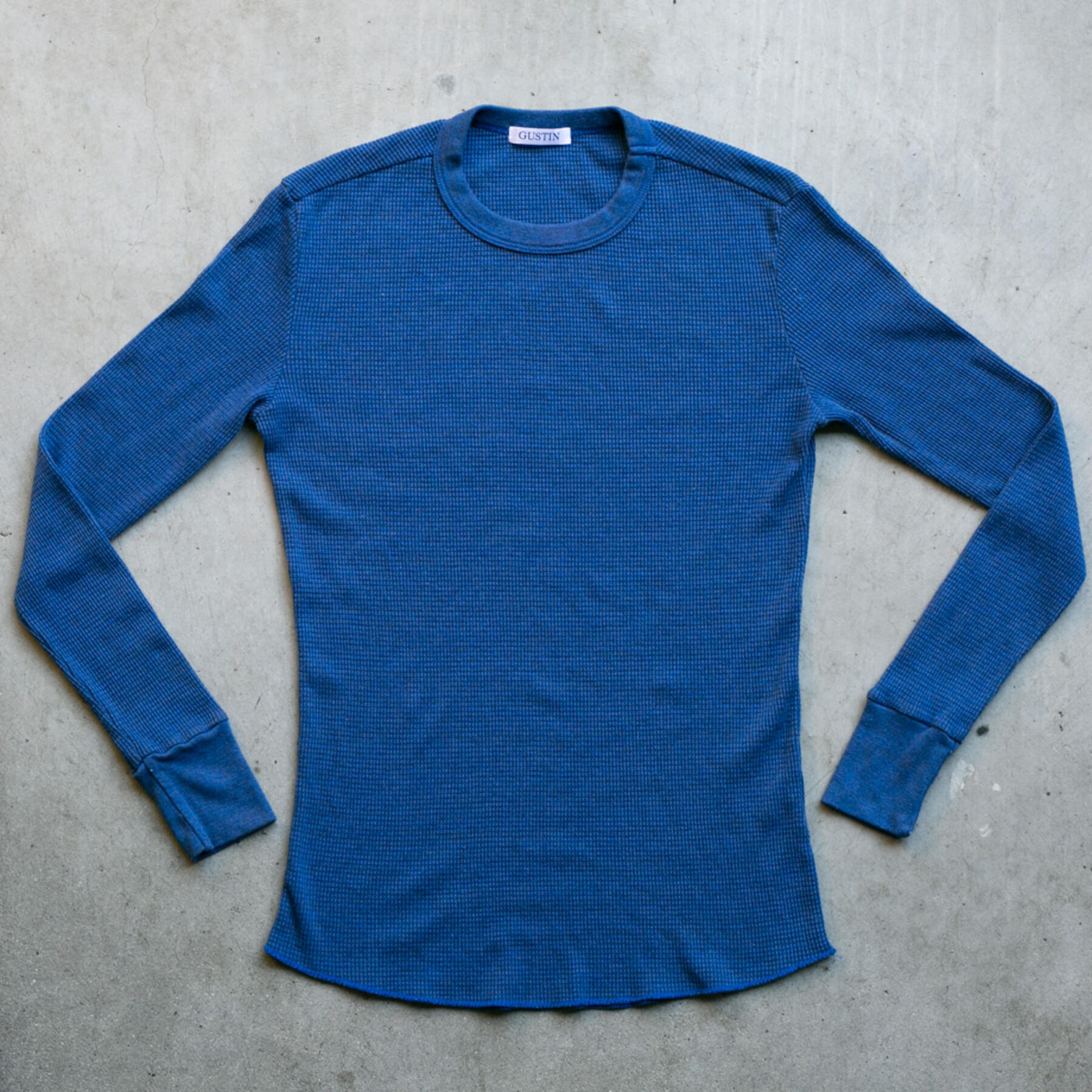 gustin waffle crewneck - royal blue