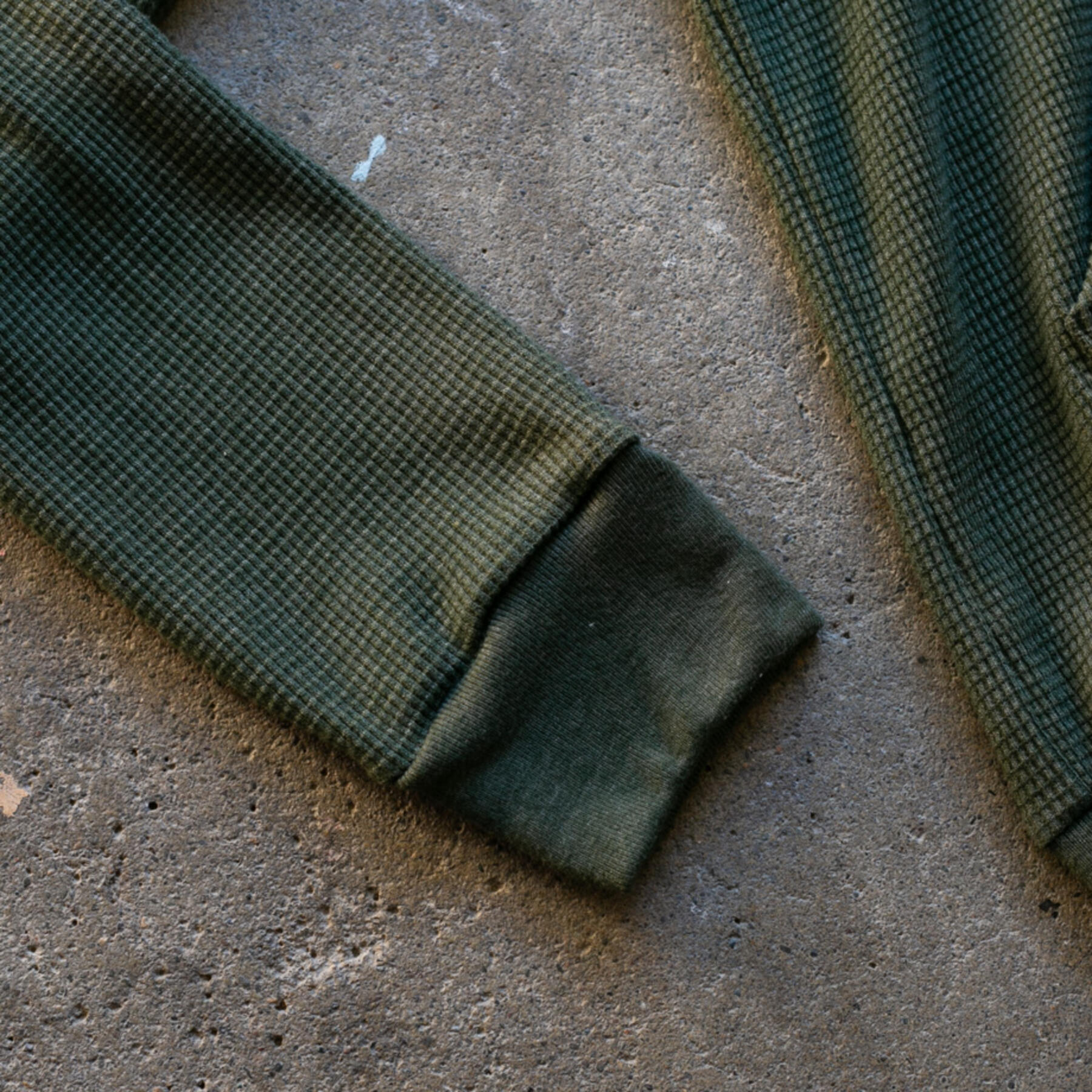 gustin waffle zip hoodie - dark olive
