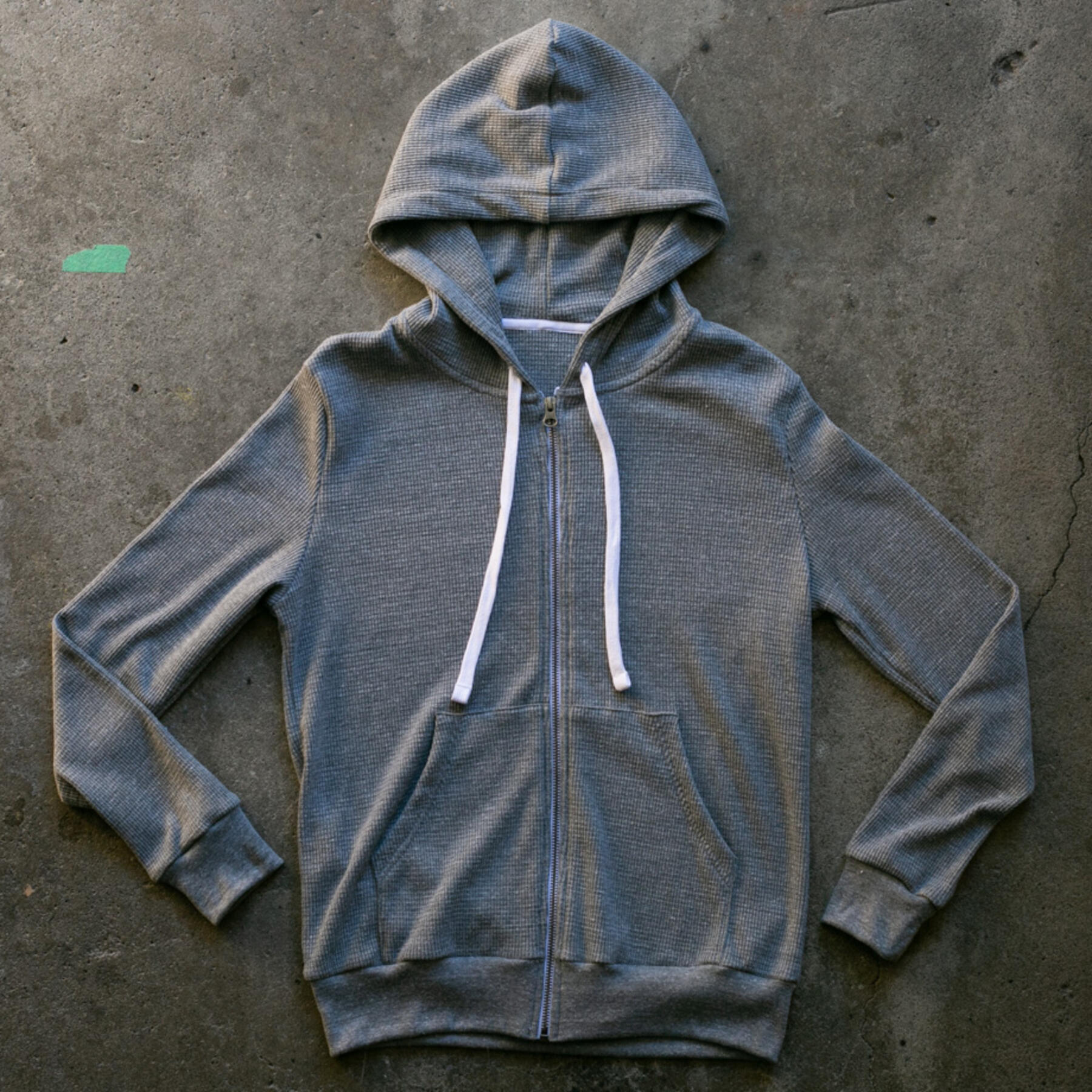 gustin waffle zip hoodie - heather grey