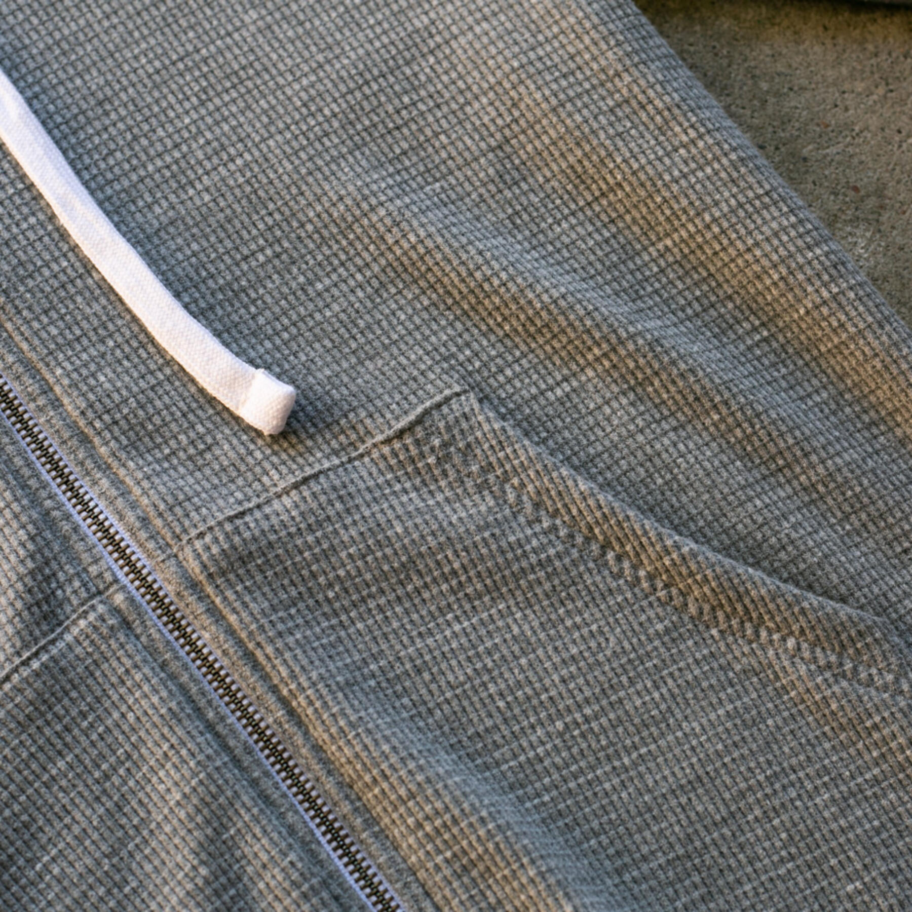 gustin waffle zip hoodie - heather grey