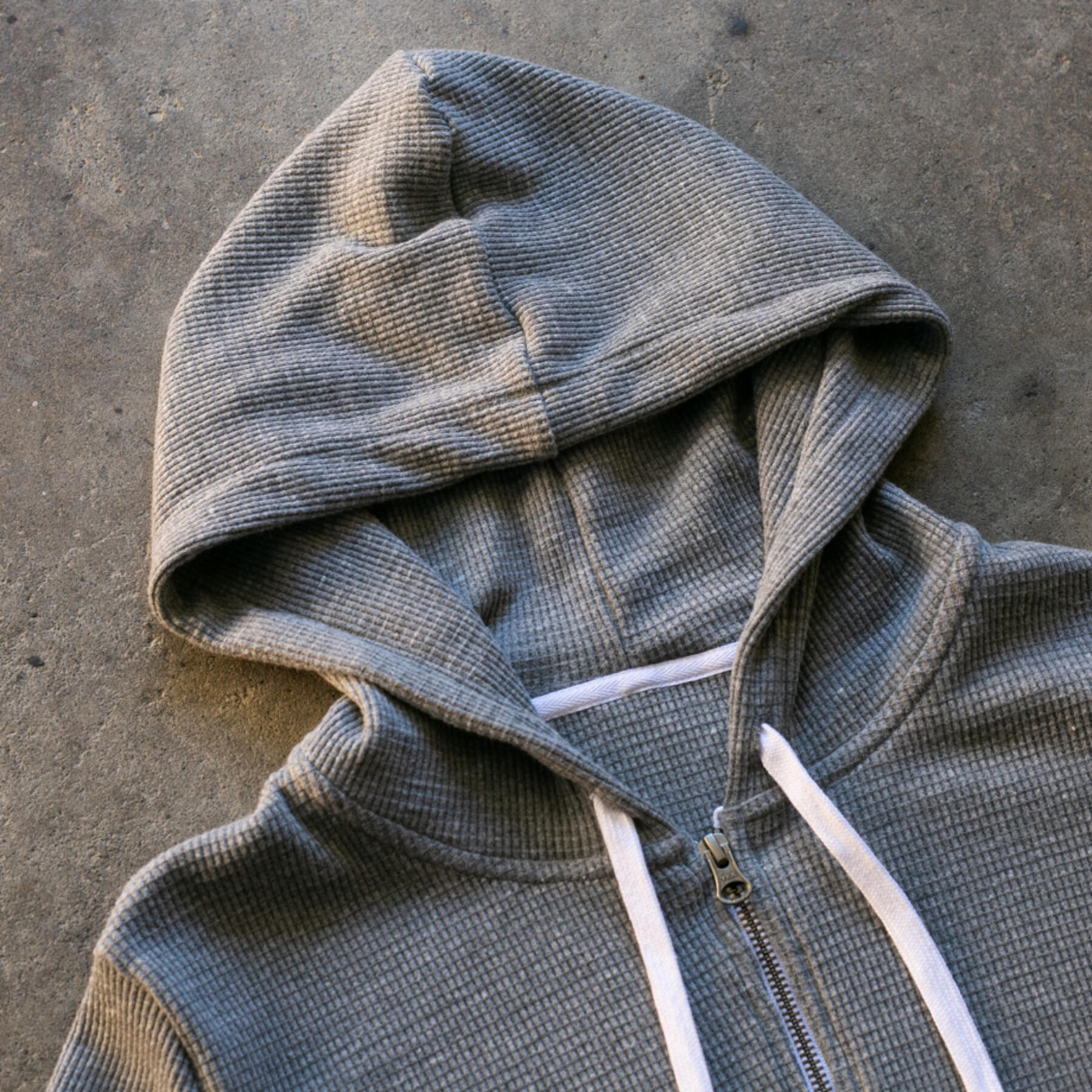 gustin waffle zip hoodie - heather grey
