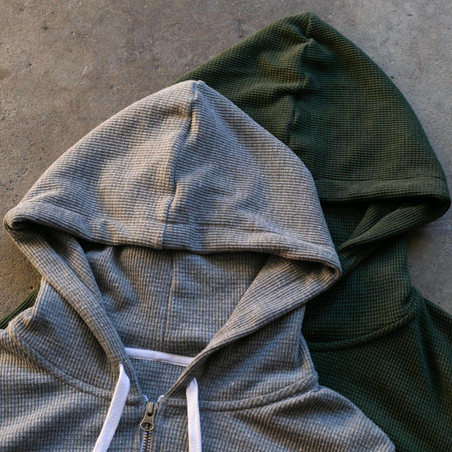 gustin waffle zip hoodie 2 pack - heather grey, dark olive