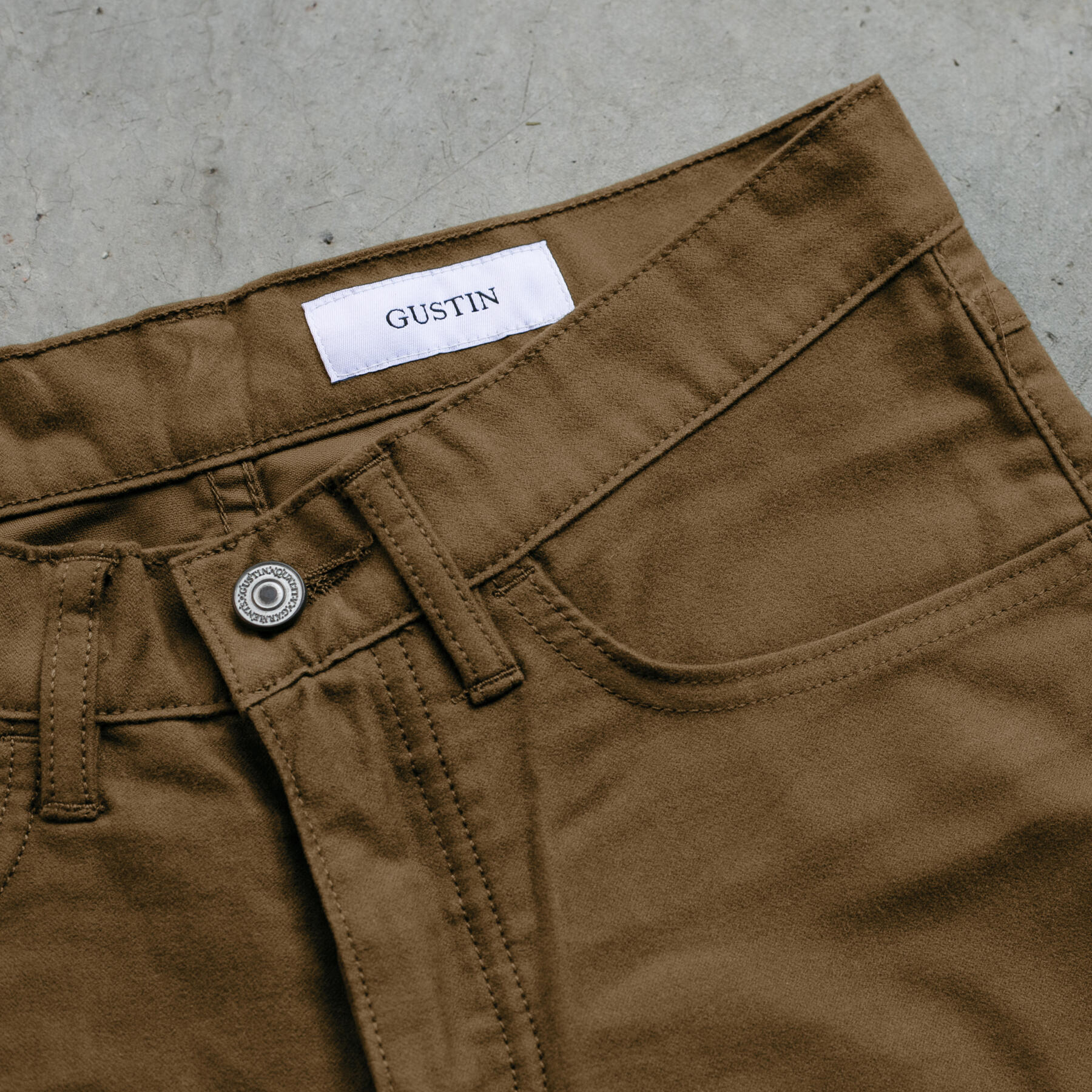 gustin #72 moleskin stretch 5 pocket - gold khaki