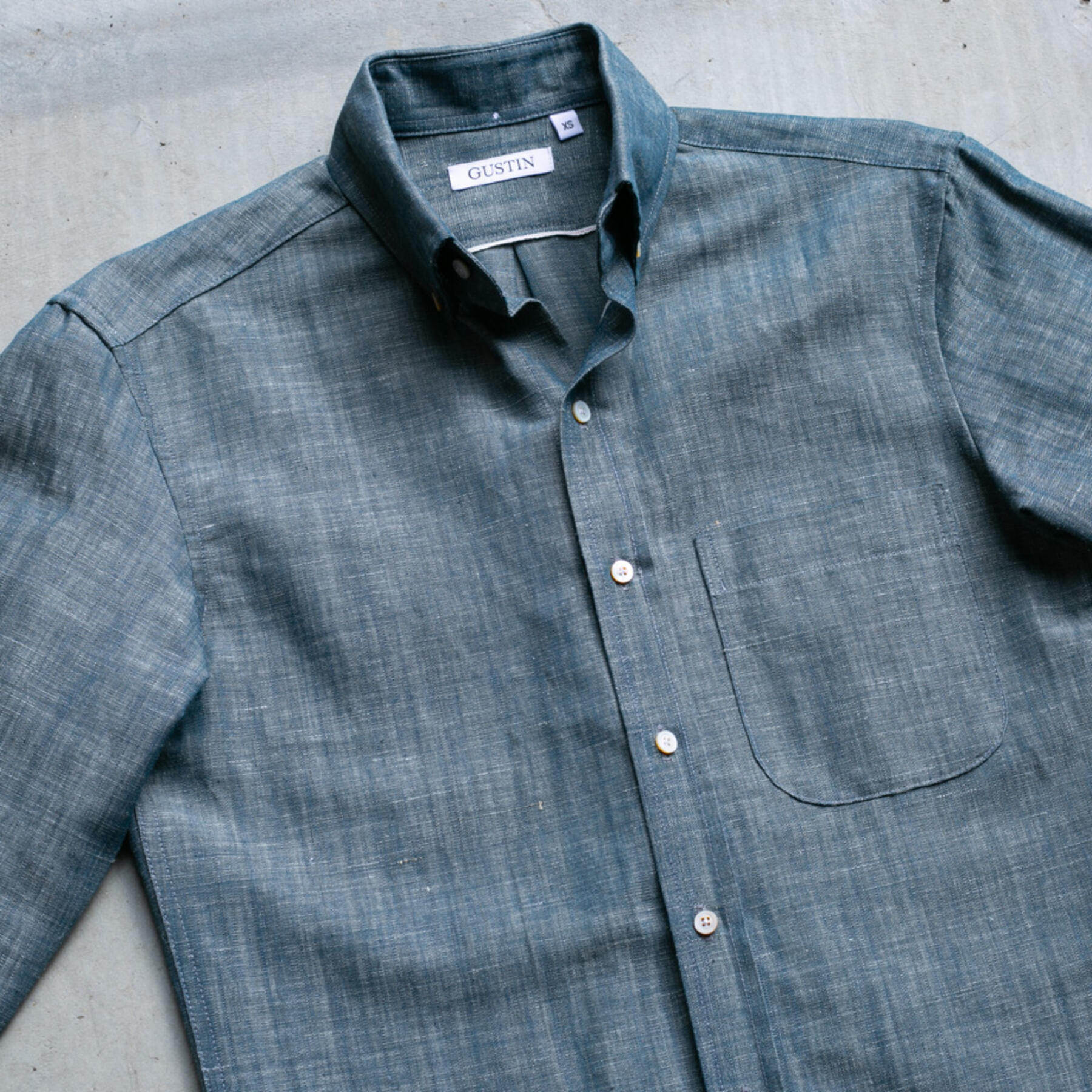 gustin #721 plant dye indigo hemp selvedge chambray
