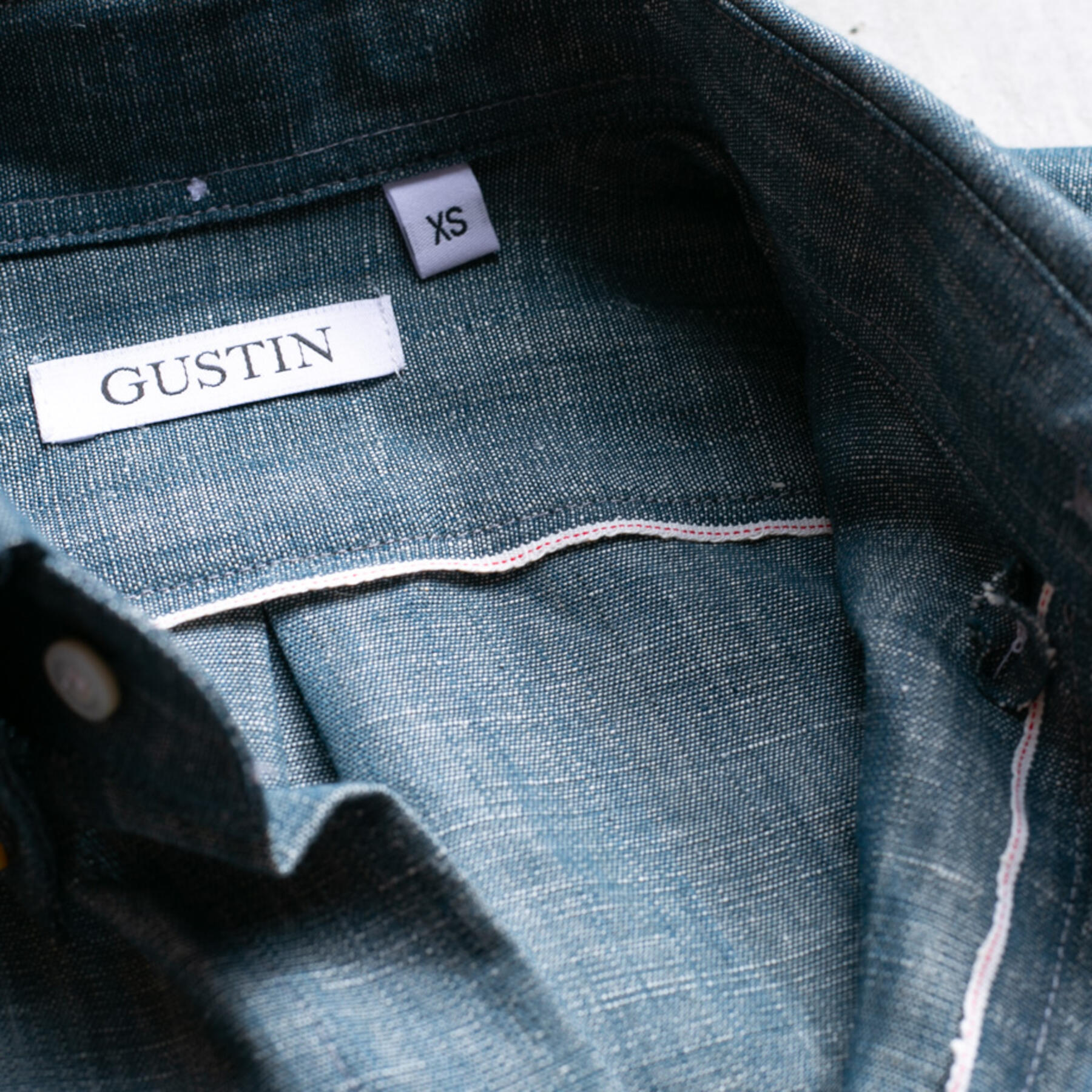 gustin #721 plant dye indigo hemp selvedge chambray