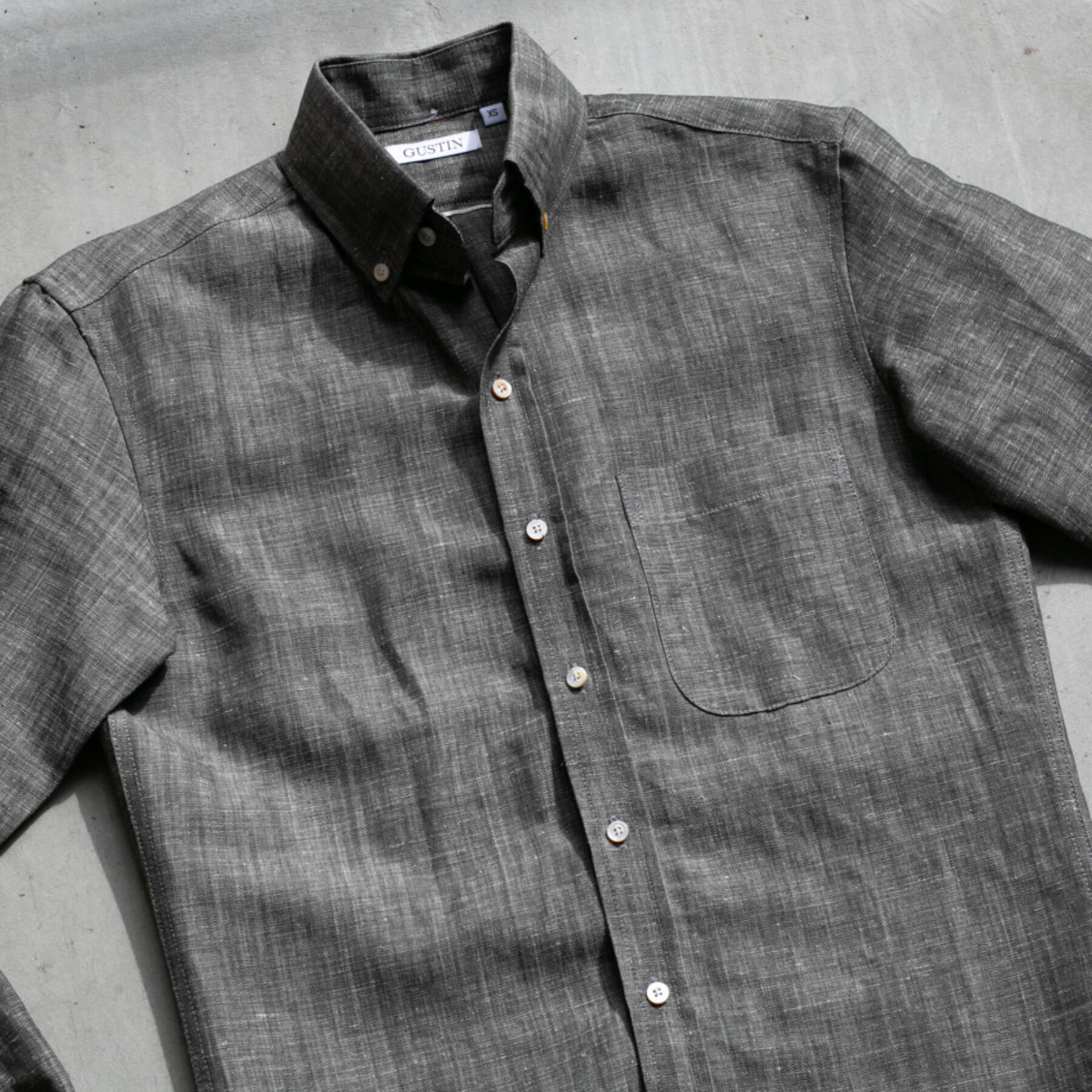 gustin #720 charcoal dye hemp selvedge chambray