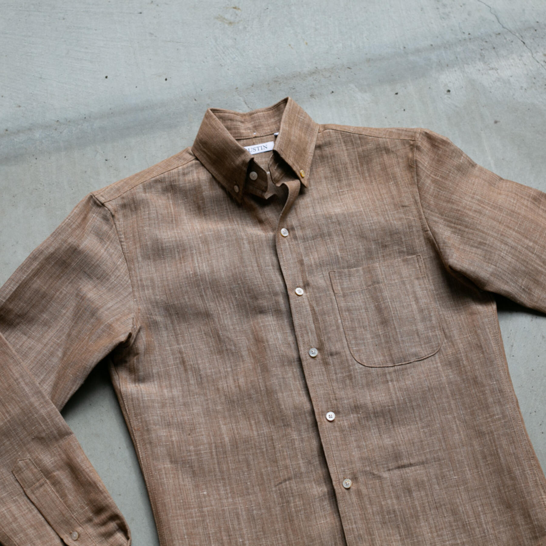 gustin #719 persimmon dye hemp selvedge chambray
