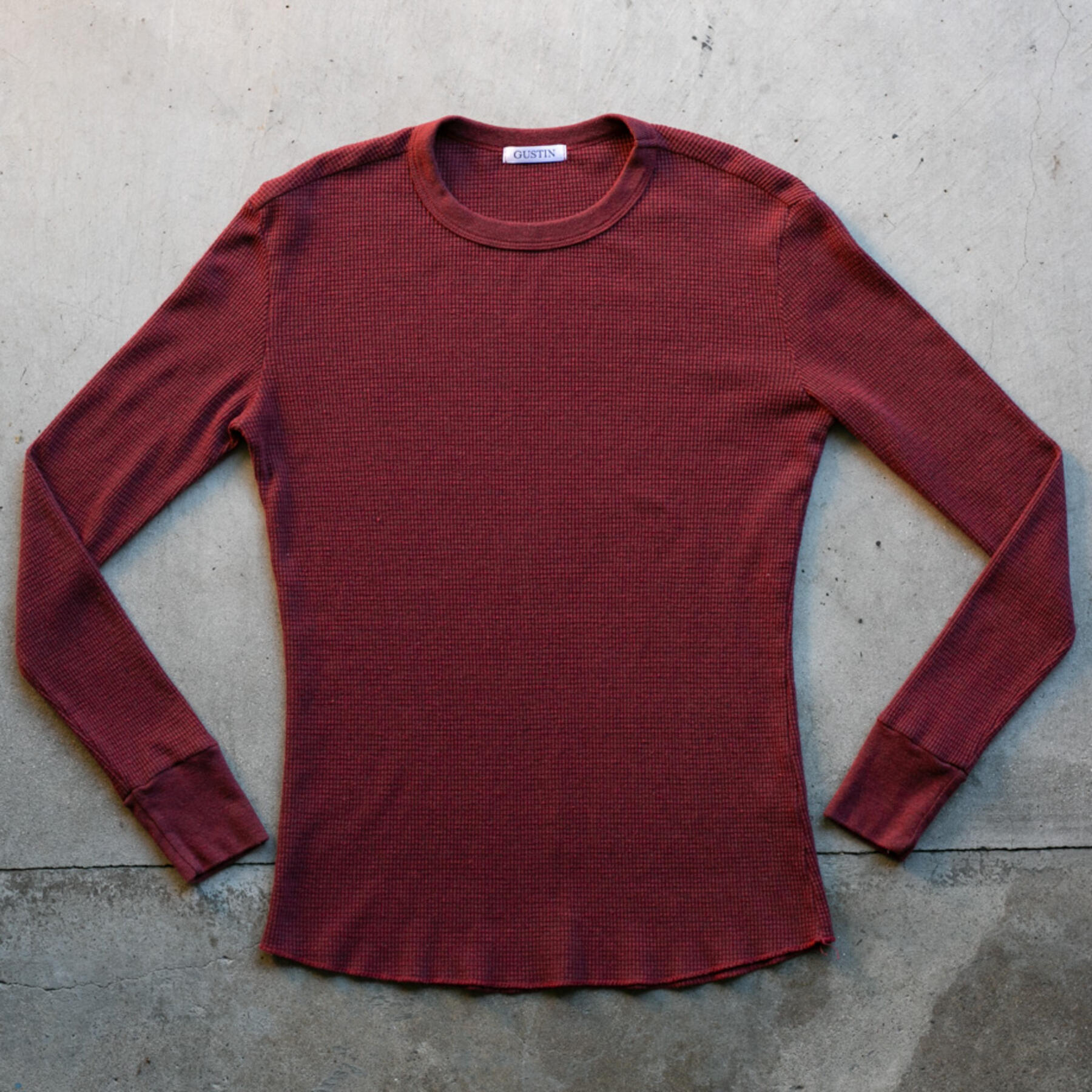 gustin waffle crewneck 2 pack (burnt orange, deep red)