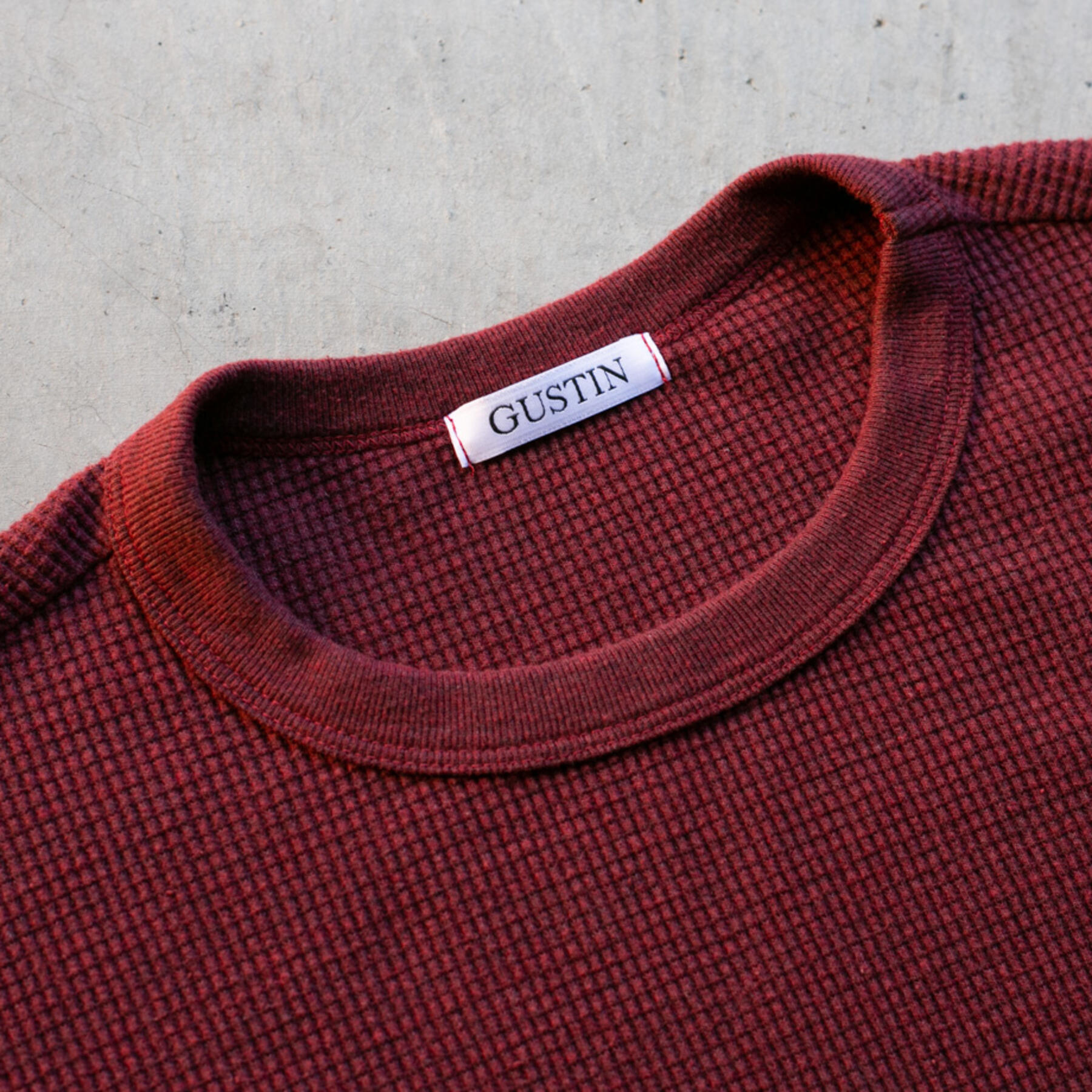 gustin waffle crewneck 2 pack (burnt orange, deep red)