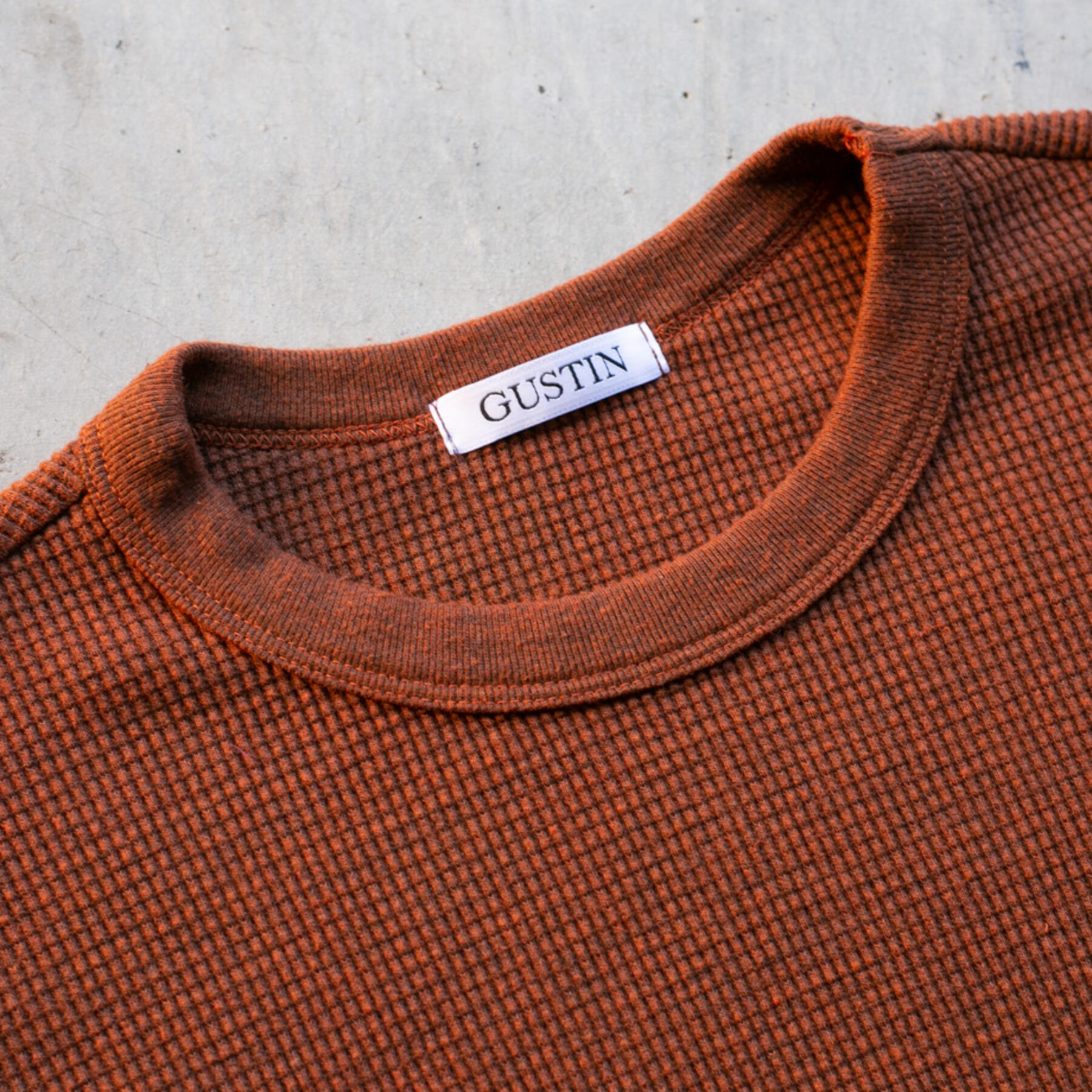 gustin waffle crewneck 2 pack (burnt orange, deep red)