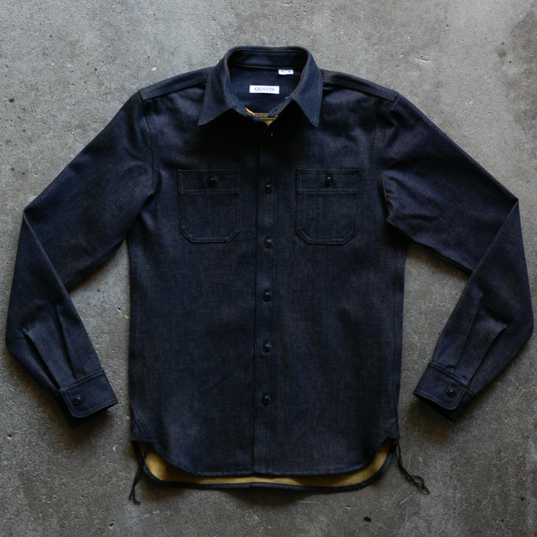 gustin #69 indigo x school bus yellow workshirt