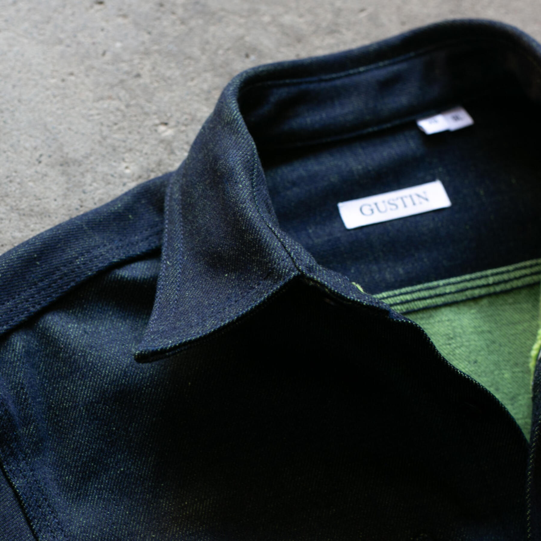 gustin #68 indigo x neon green workshirt