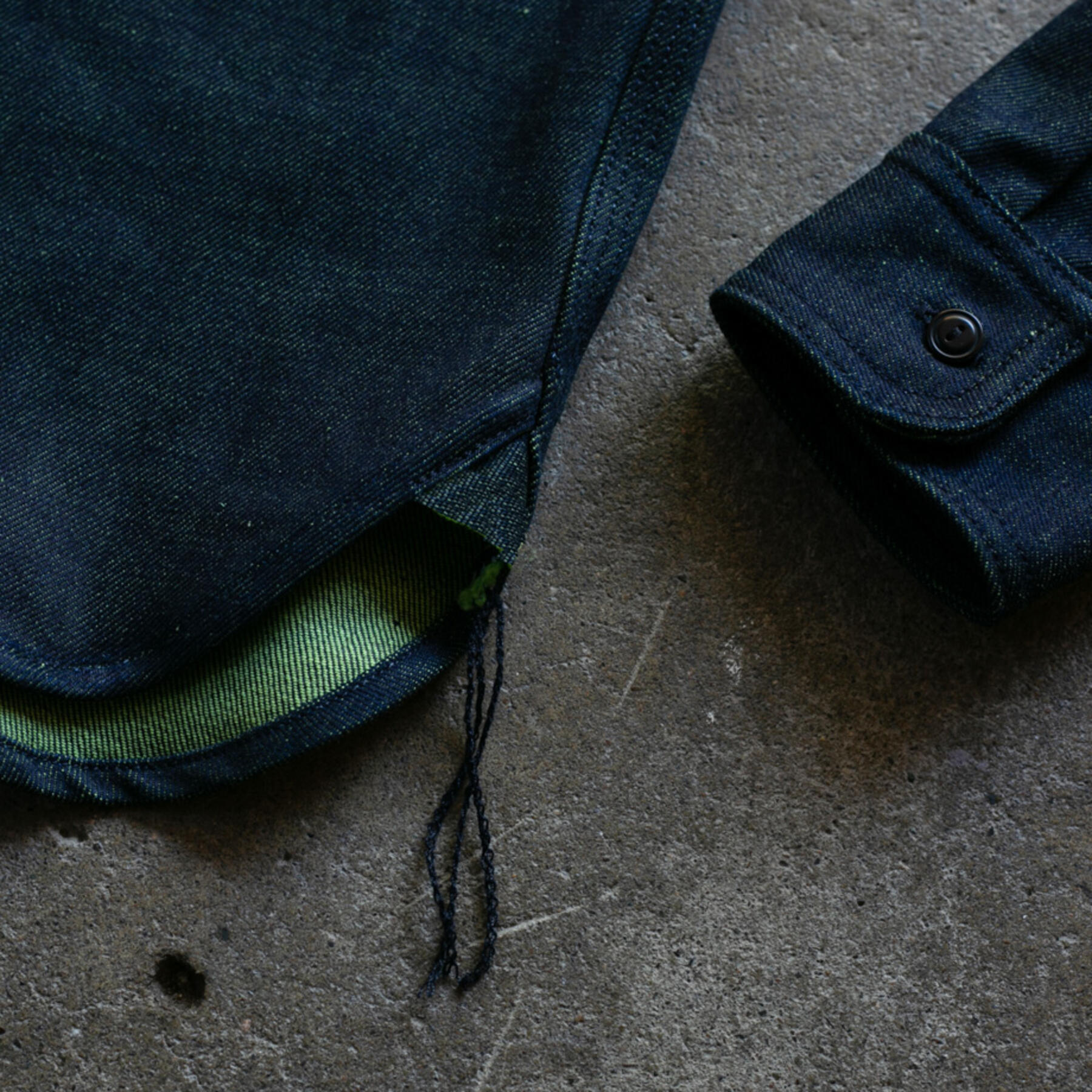 gustin #68 indigo x neon green workshirt