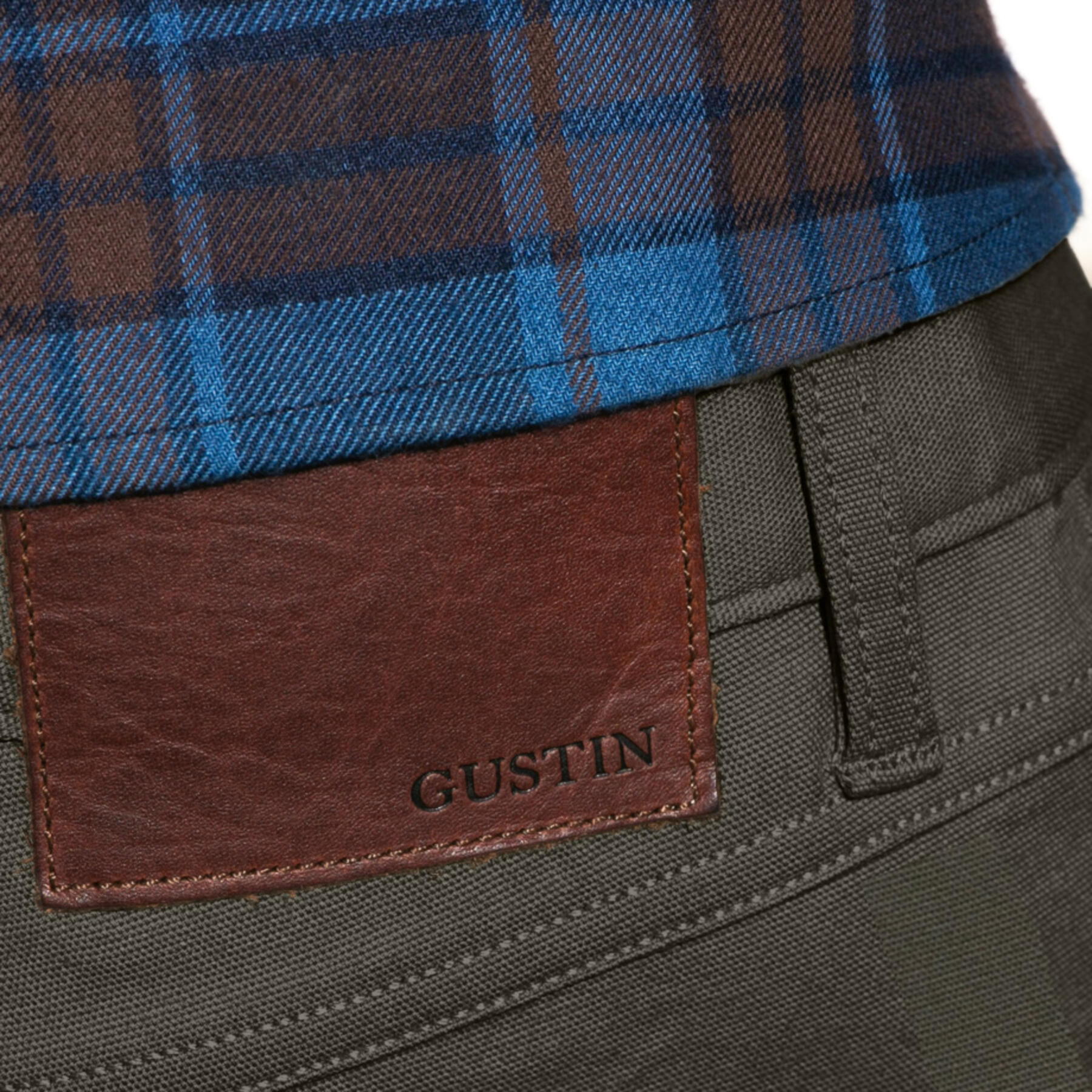 gustin #76 japan stretch canvas 5 pocket - green-grey