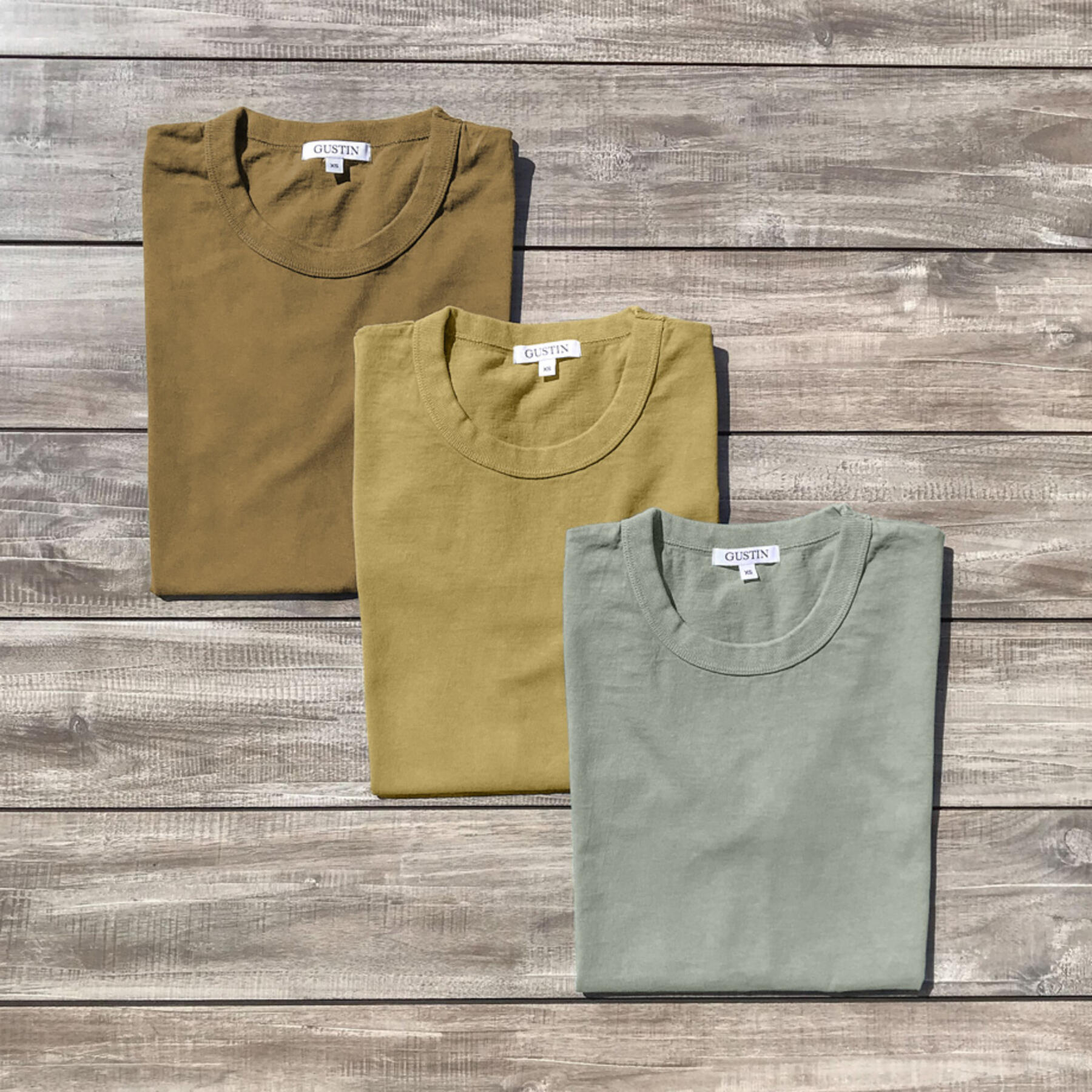gustin heavyweight t-shirt 3 pack (cumin, mustard, sage)