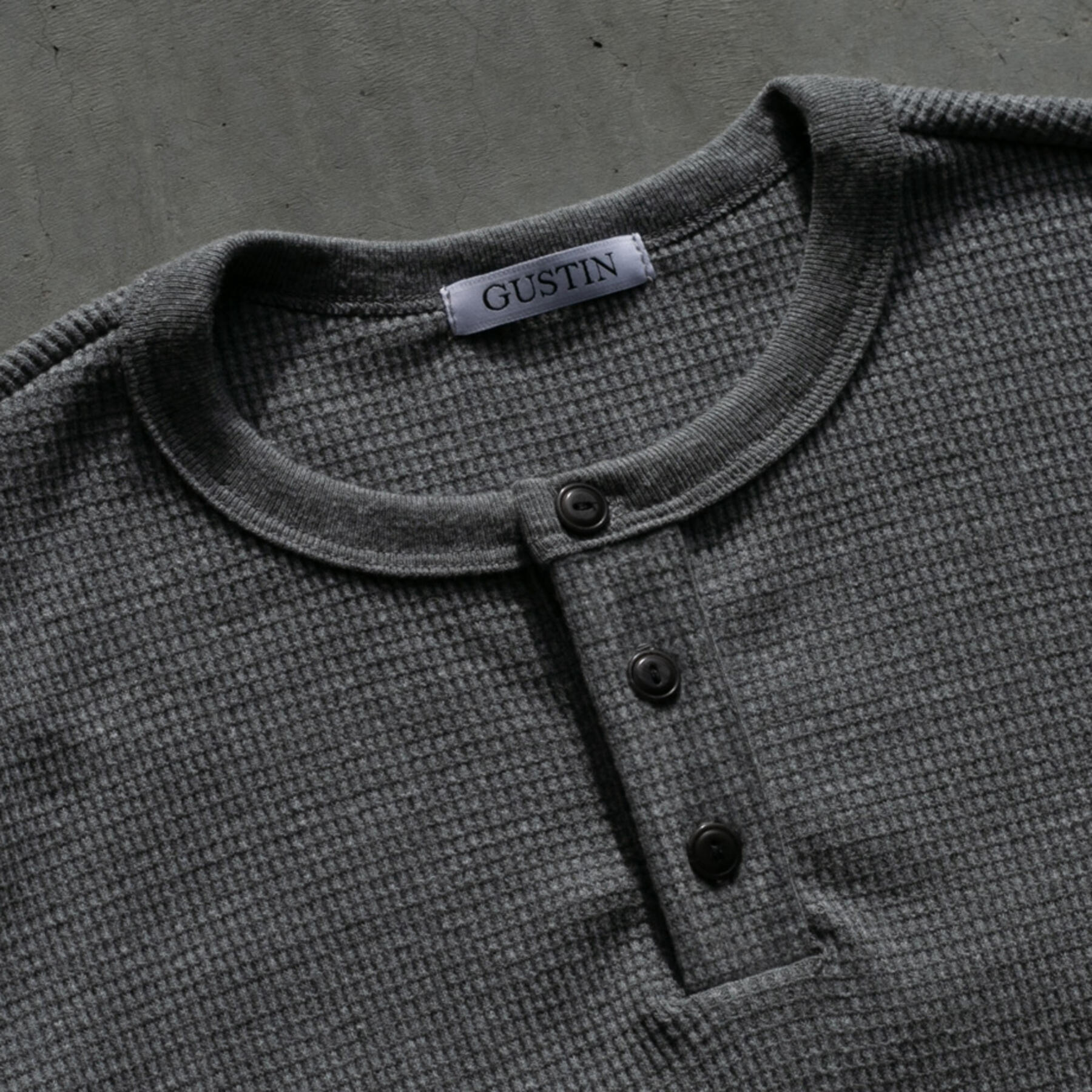 gustin waffle henley - heather grey