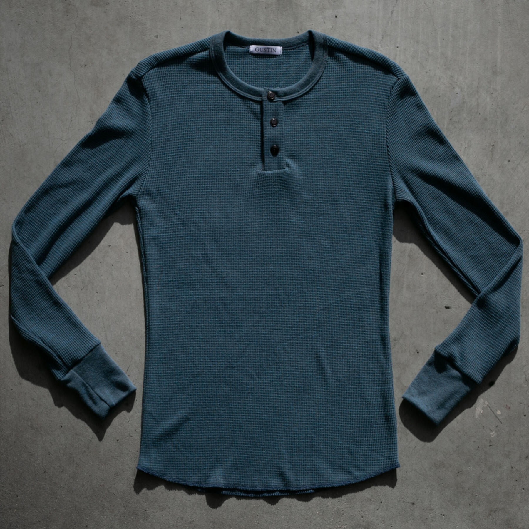 gustin waffle henley 2 pack (heather grey, ocean)