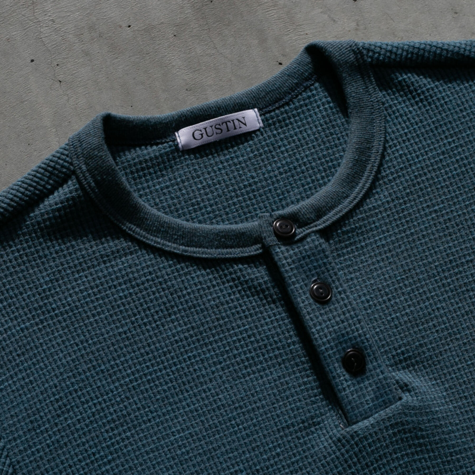 gustin waffle henley 2 pack (heather grey, ocean)