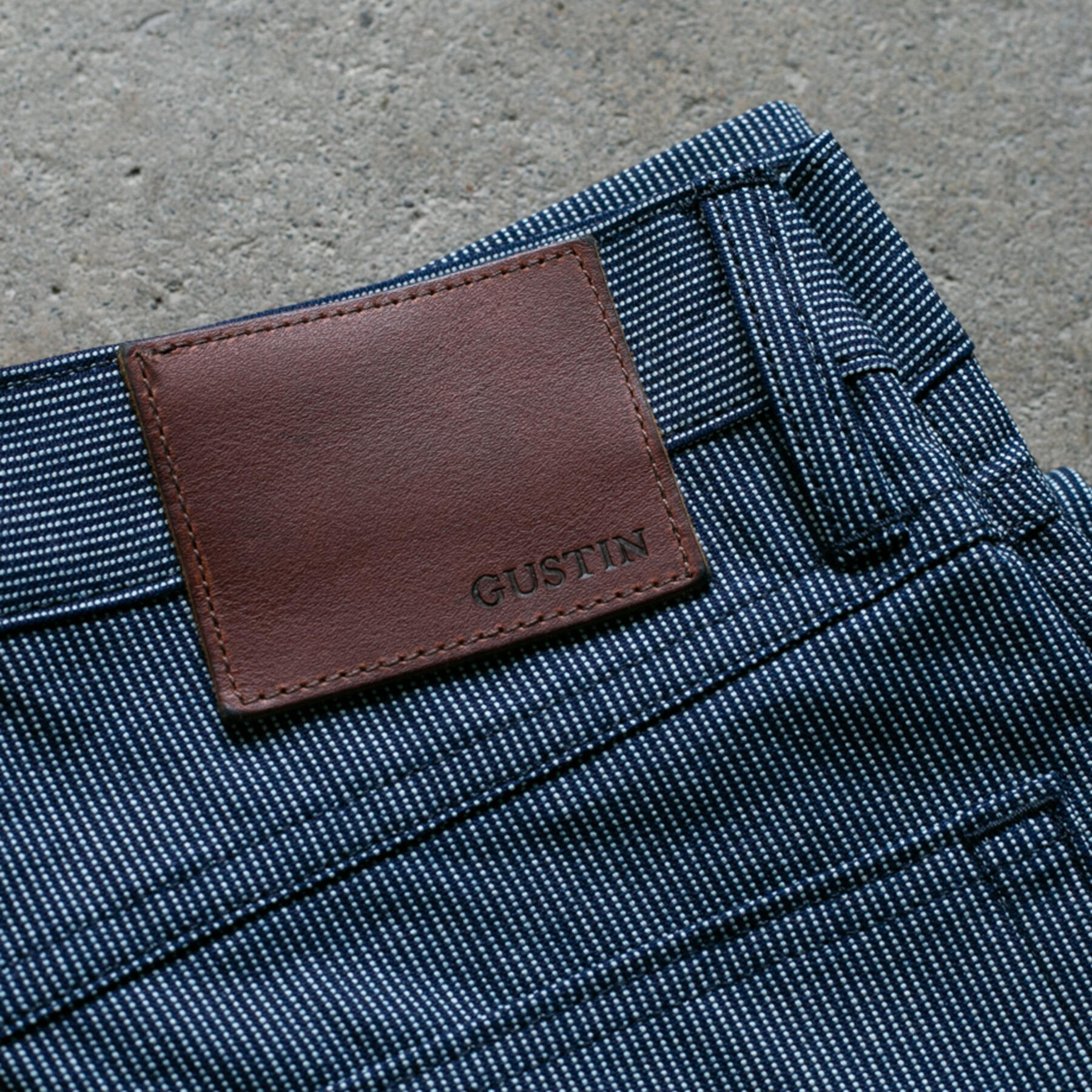gustin #83 vintage ticking stripe 5 pocket - indigo
