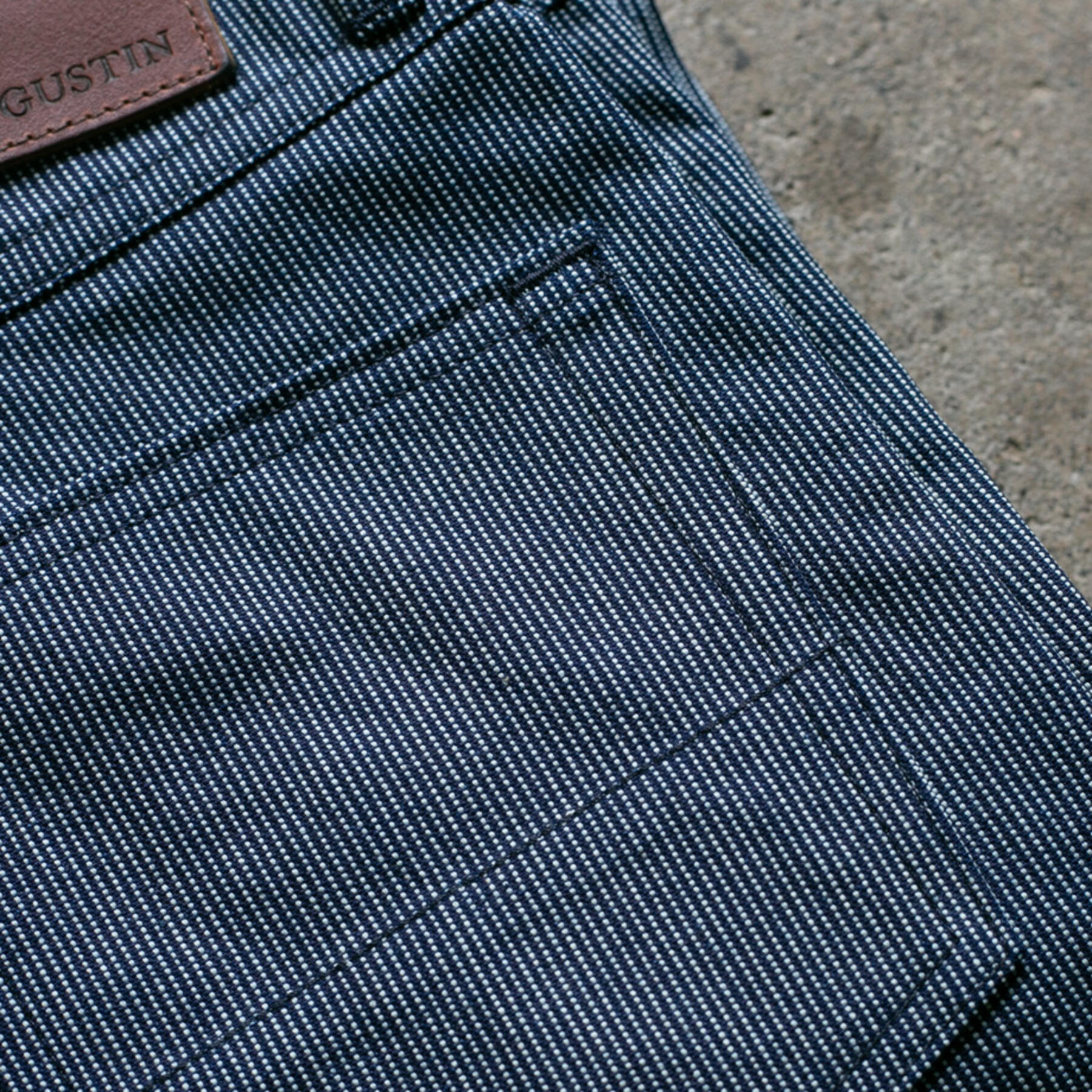gustin #83 vintage ticking stripe 5 pocket - indigo
