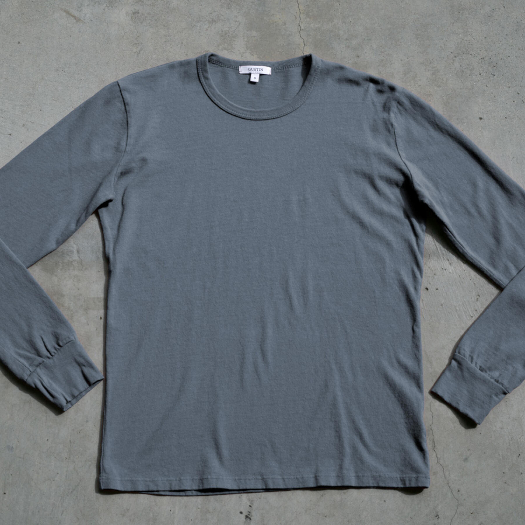 gustin long sleeve heavyweight pigment dye t-shirt 3 pack (aquamarine, faded grey, ivory)