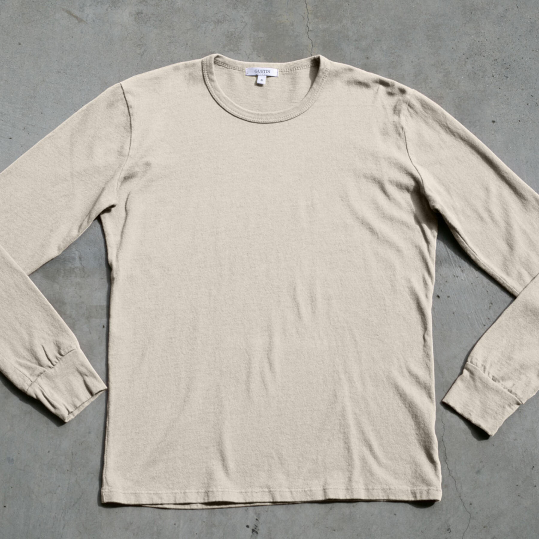 gustin long sleeve heavyweight pigment dye t-shirt 3 pack (aquamarine, faded grey, ivory)