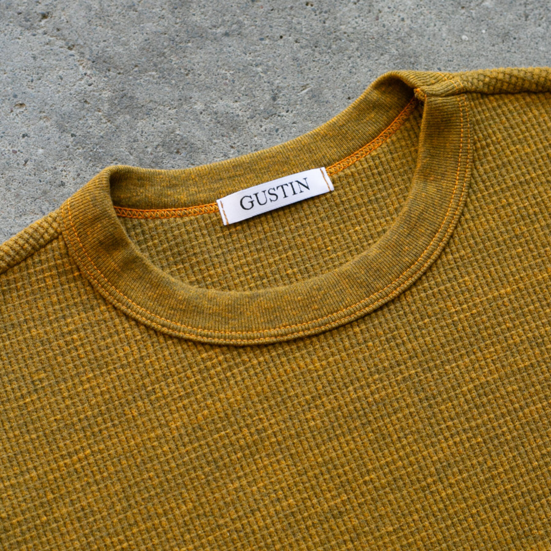 gustin waffle crewneck - saffron