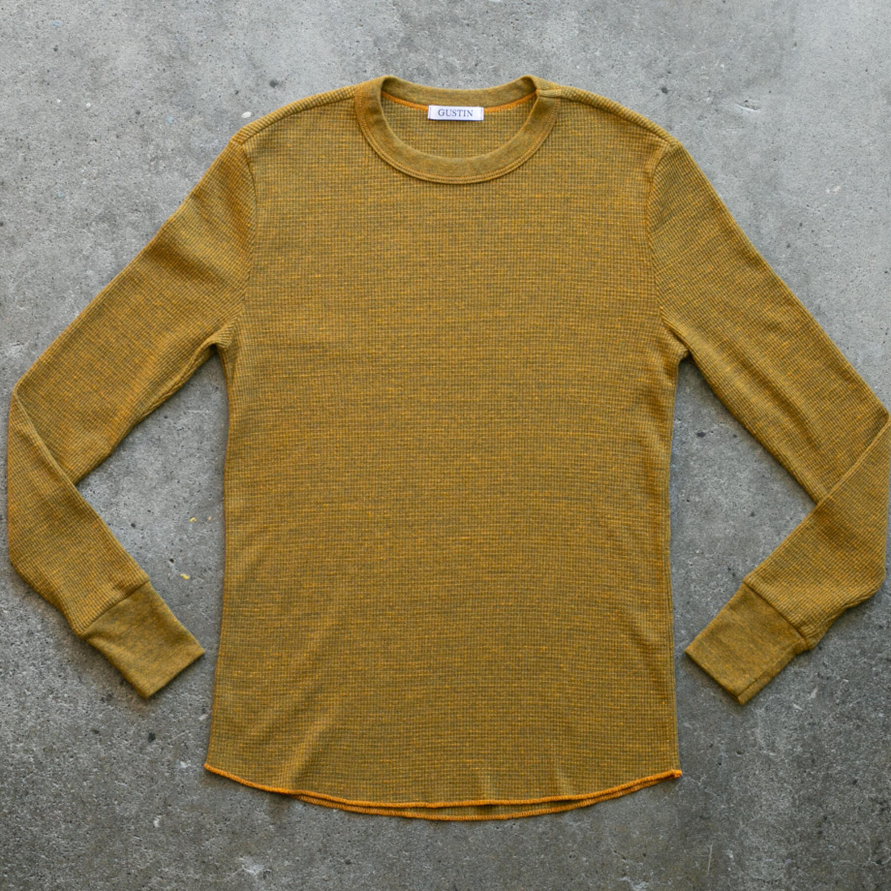gustin waffle crewneck - saffron