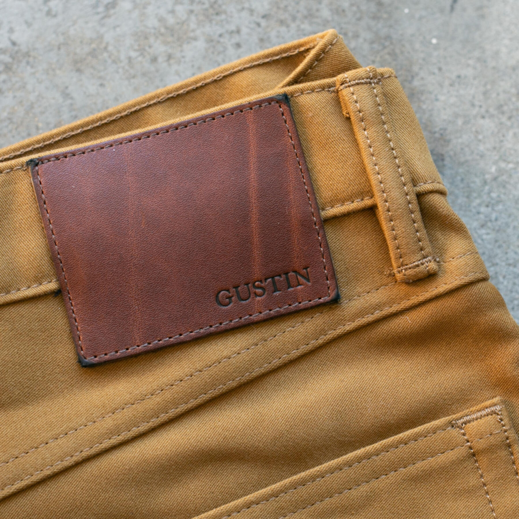 gustin #87 japan heavy moleskin 5 pocket - gold camel