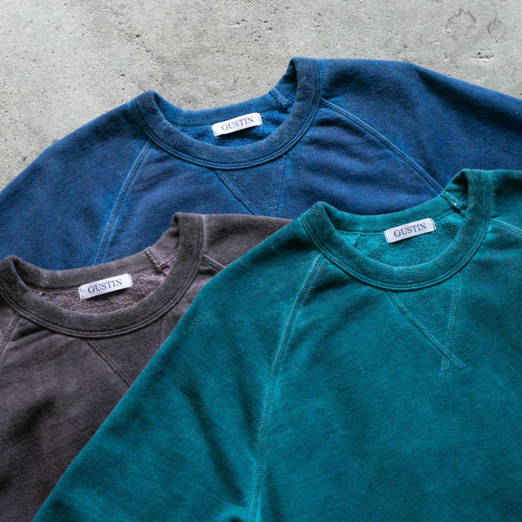 gustin vintage wash sweatshirt 3 pack (oxblood, royal, teal)