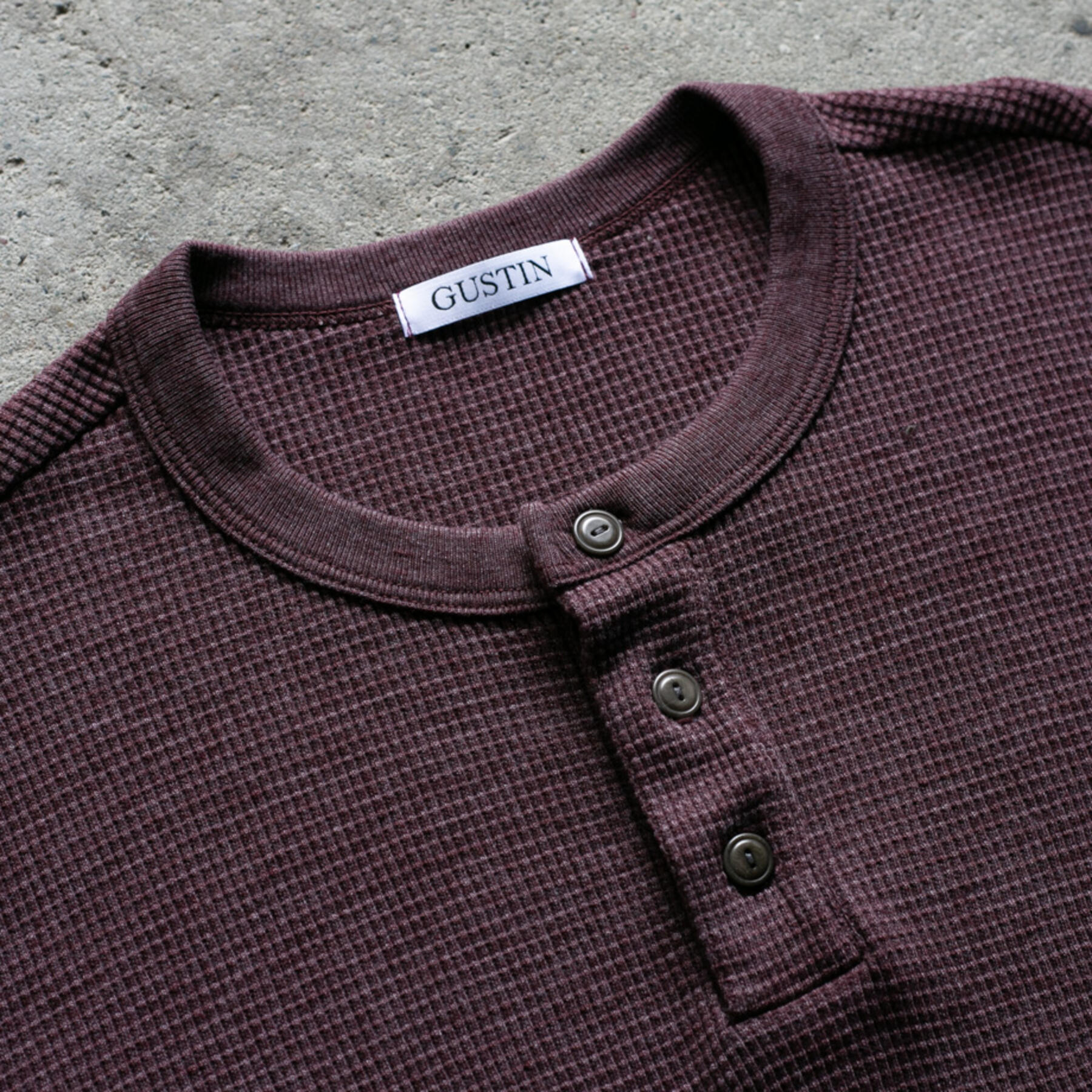 gustin waffle henley 3 pack (oxblood, charcoal, olive drab)