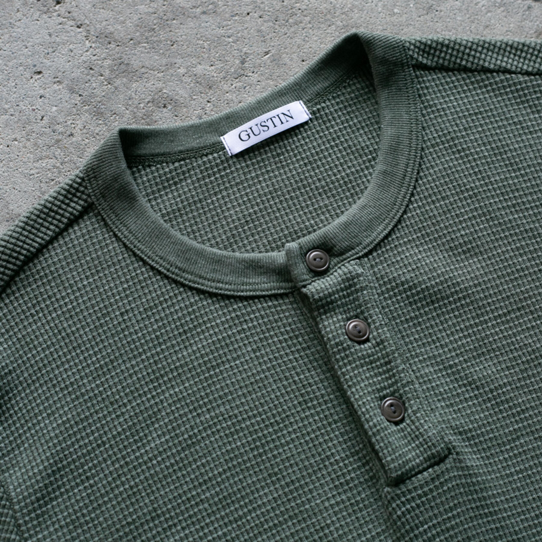 gustin waffle henley - olive drab