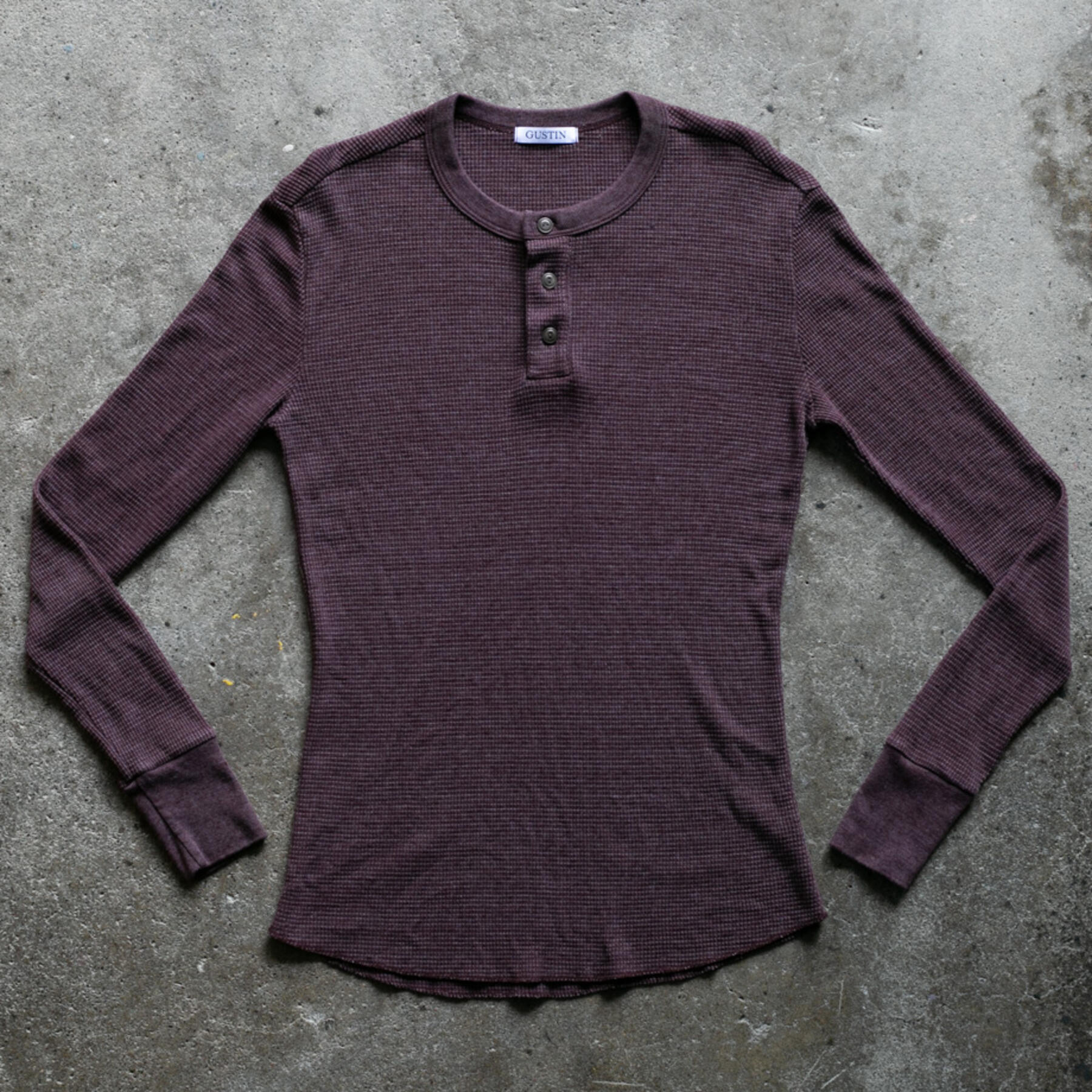 gustin waffle henley - oxblood