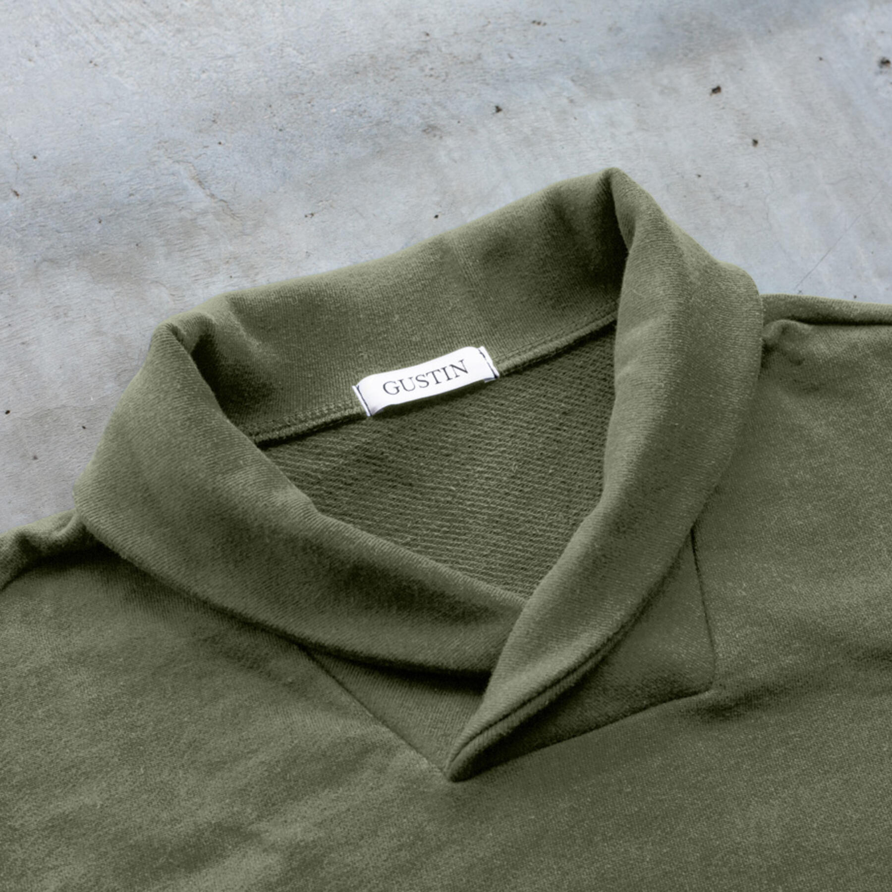 gustin shawl collar french terry - olive drab