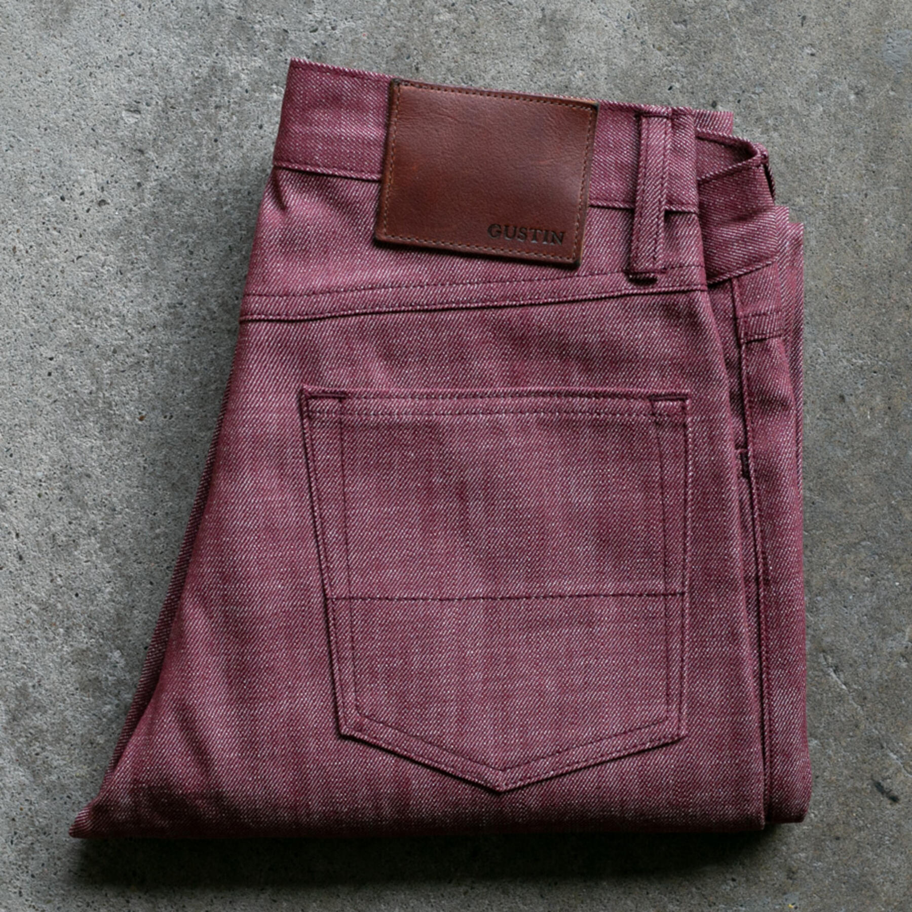 gustin #94 cone mills oxblood 5 pocket