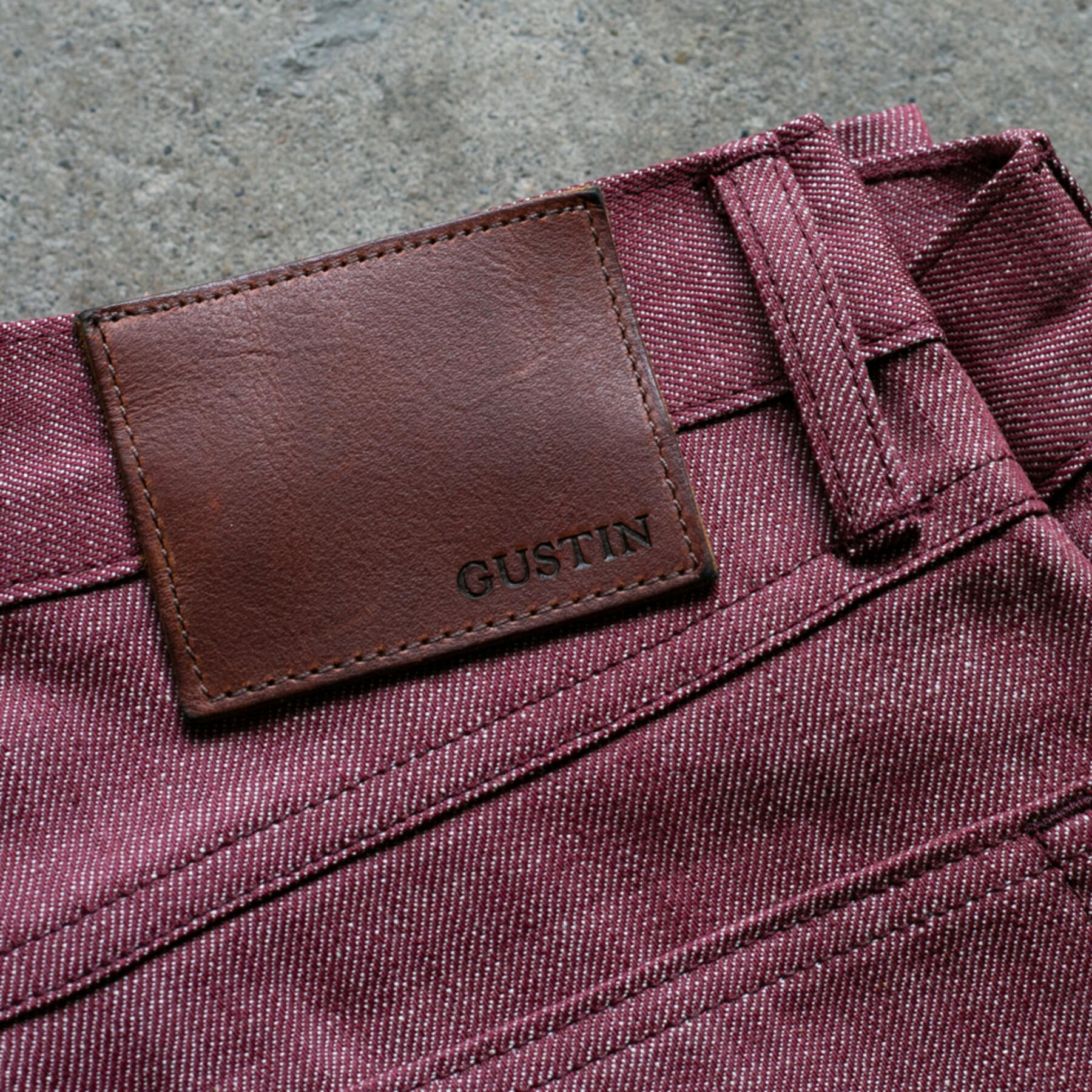 gustin #94 cone mills oxblood 5 pocket