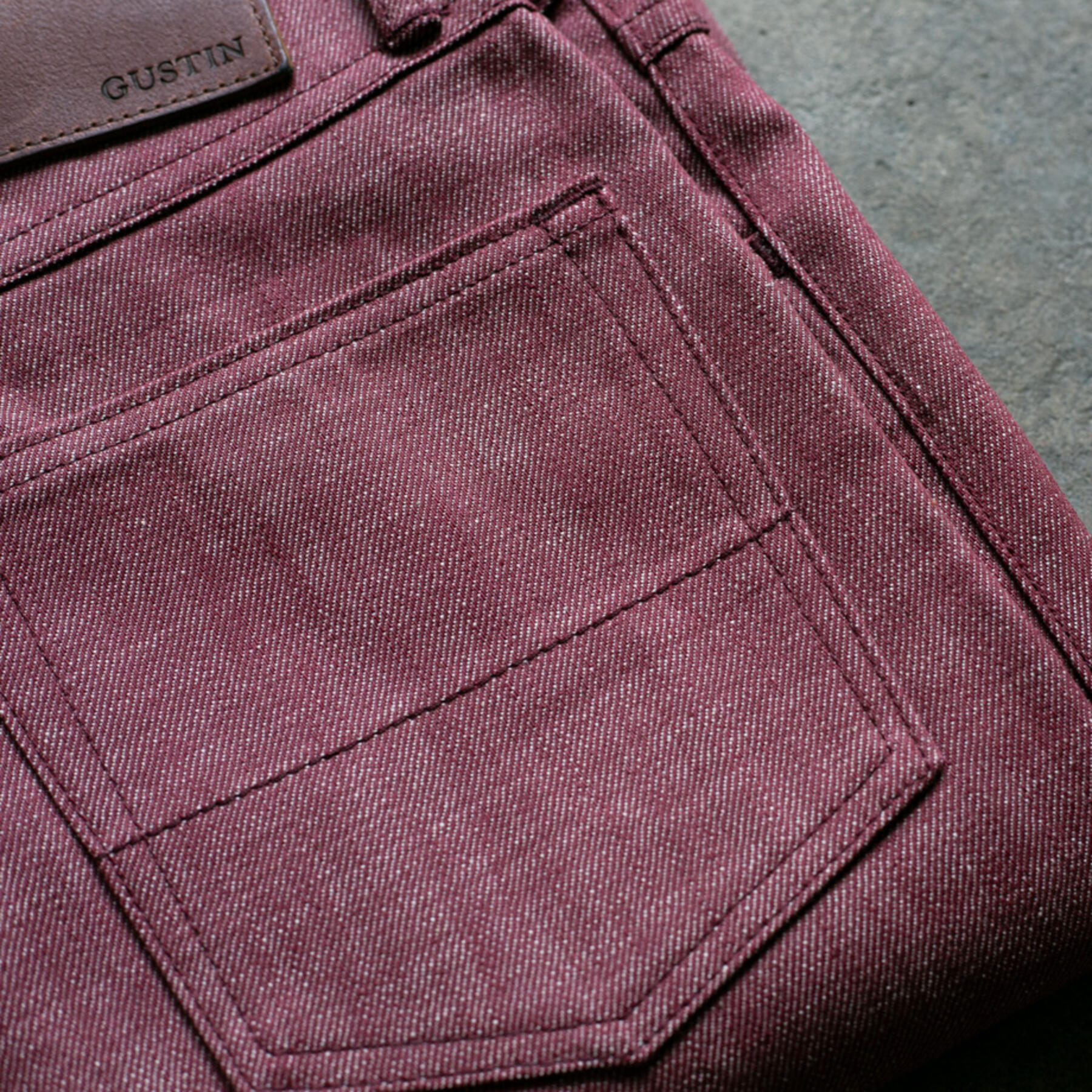 gustin #94 cone mills oxblood 5 pocket