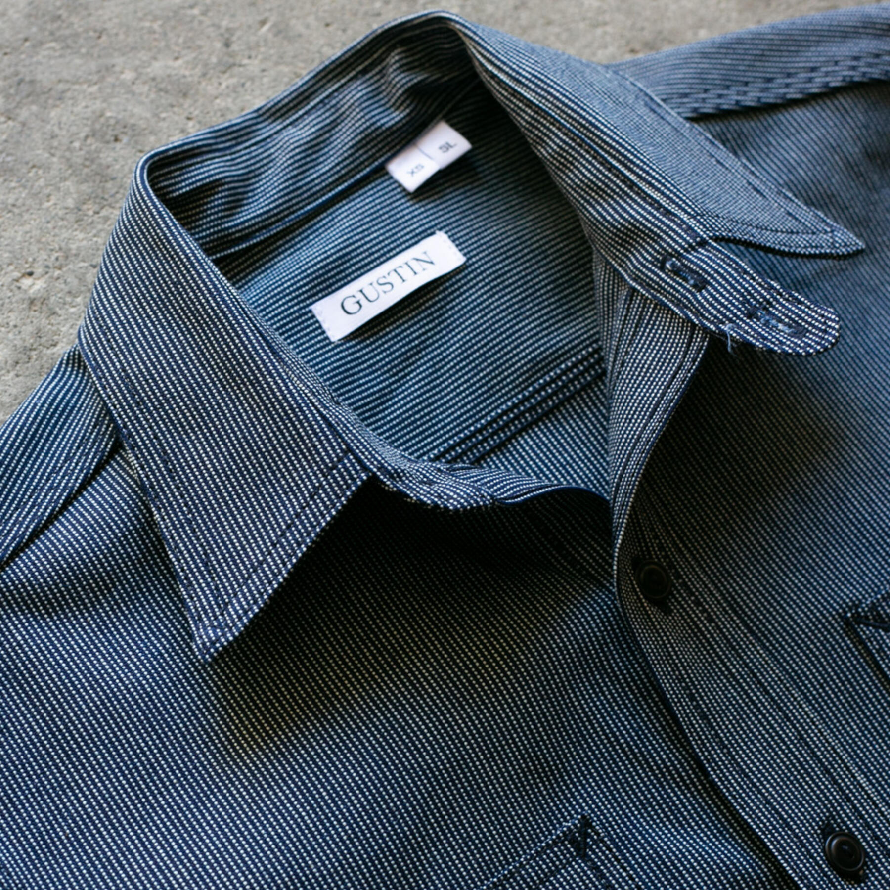 gustin #78 vintage ticking stripe workshirt - indigo