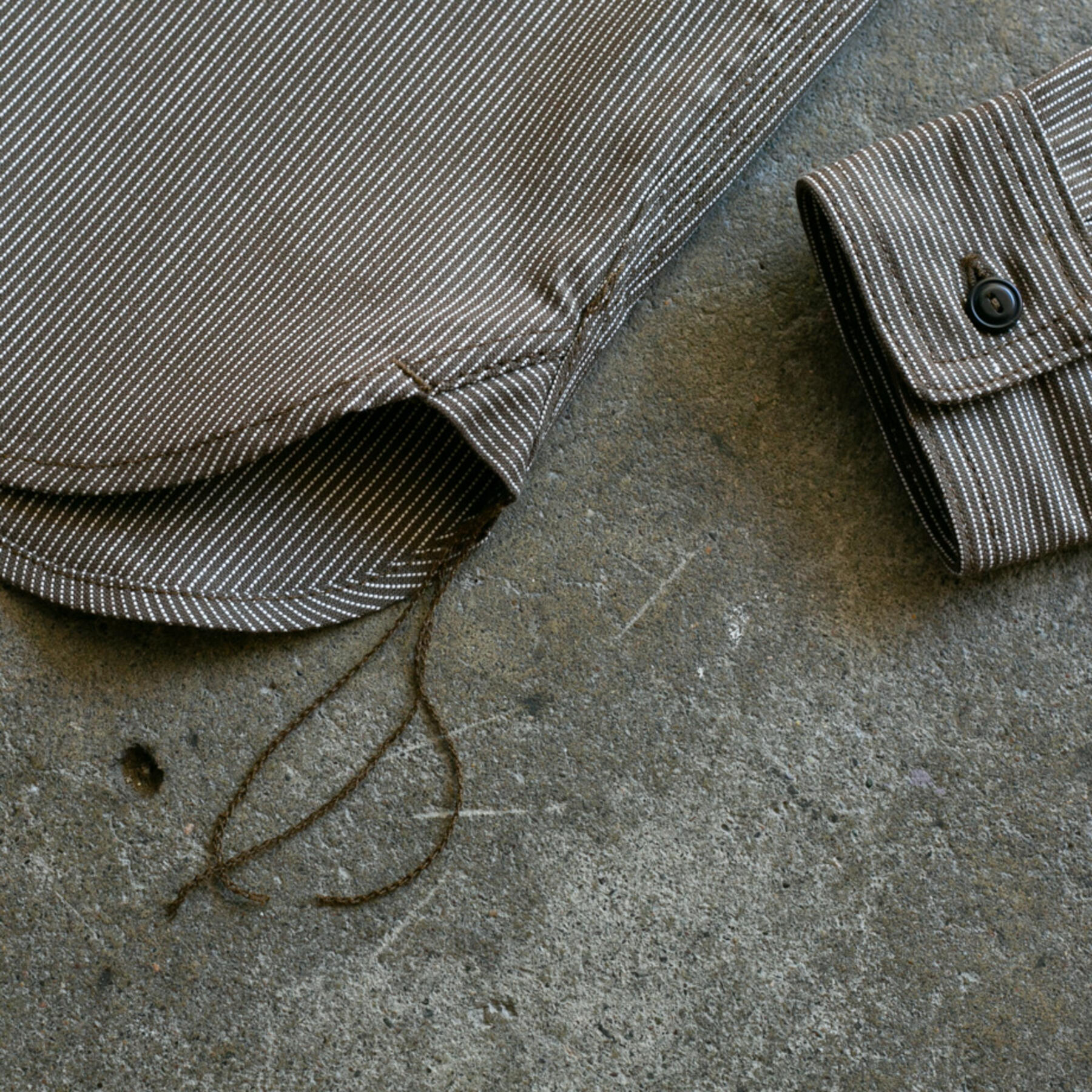 gustin #77 vintage ticking stripe workshirt - brown olive